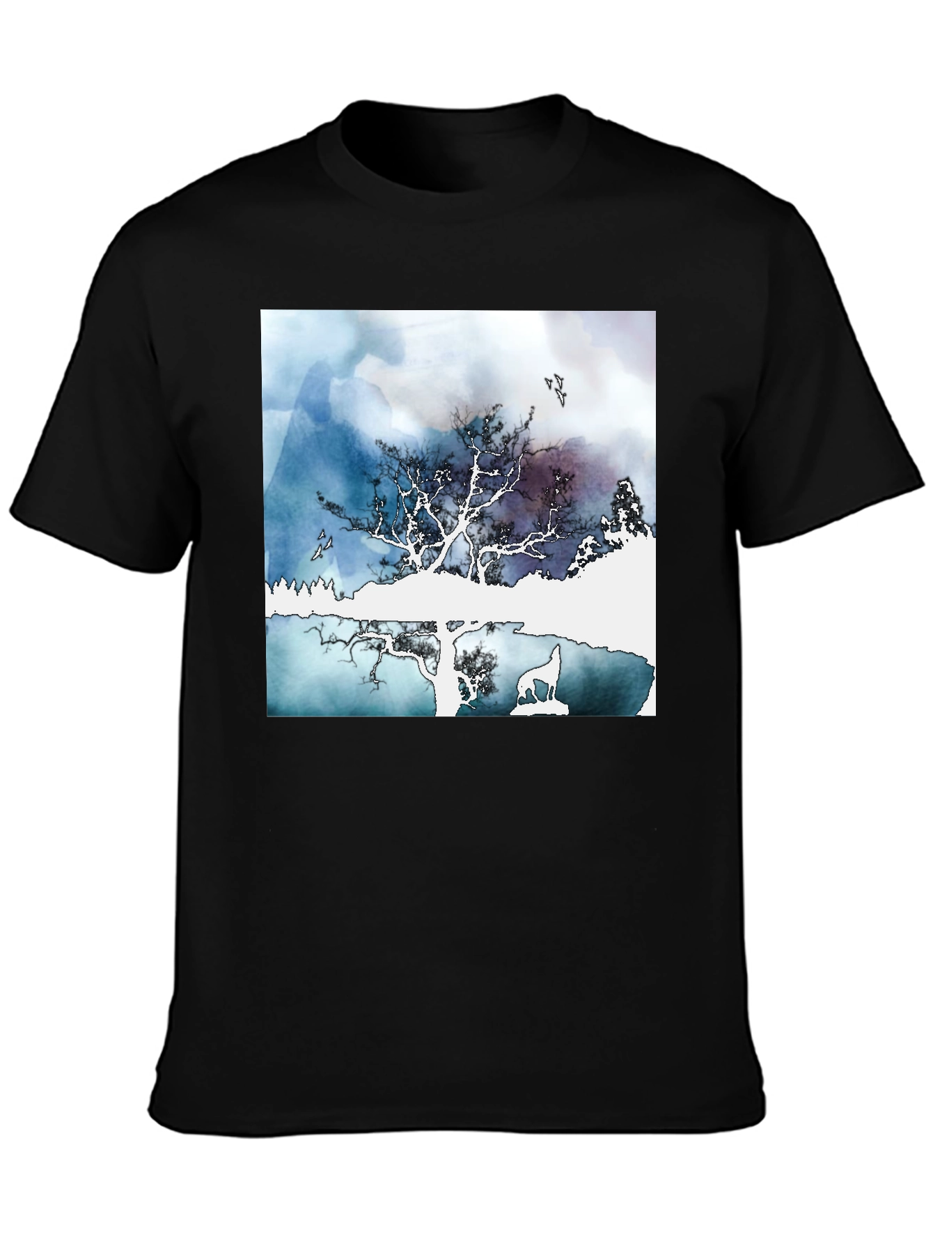Nature Scene Graphic Tee - Stylish Black T-Shirt