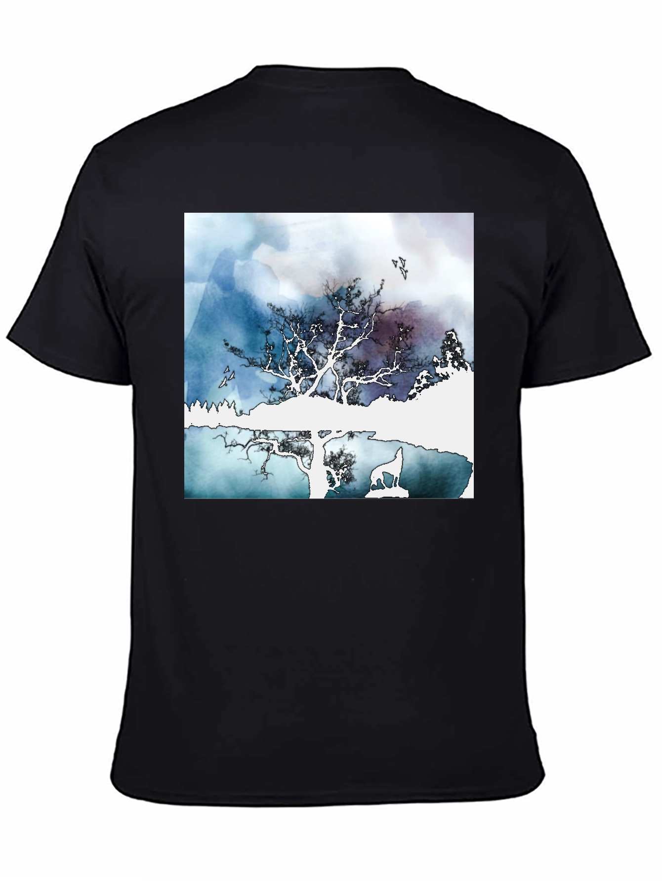 Nature Scene Graphic Tee - Stylish Black T-Shirt