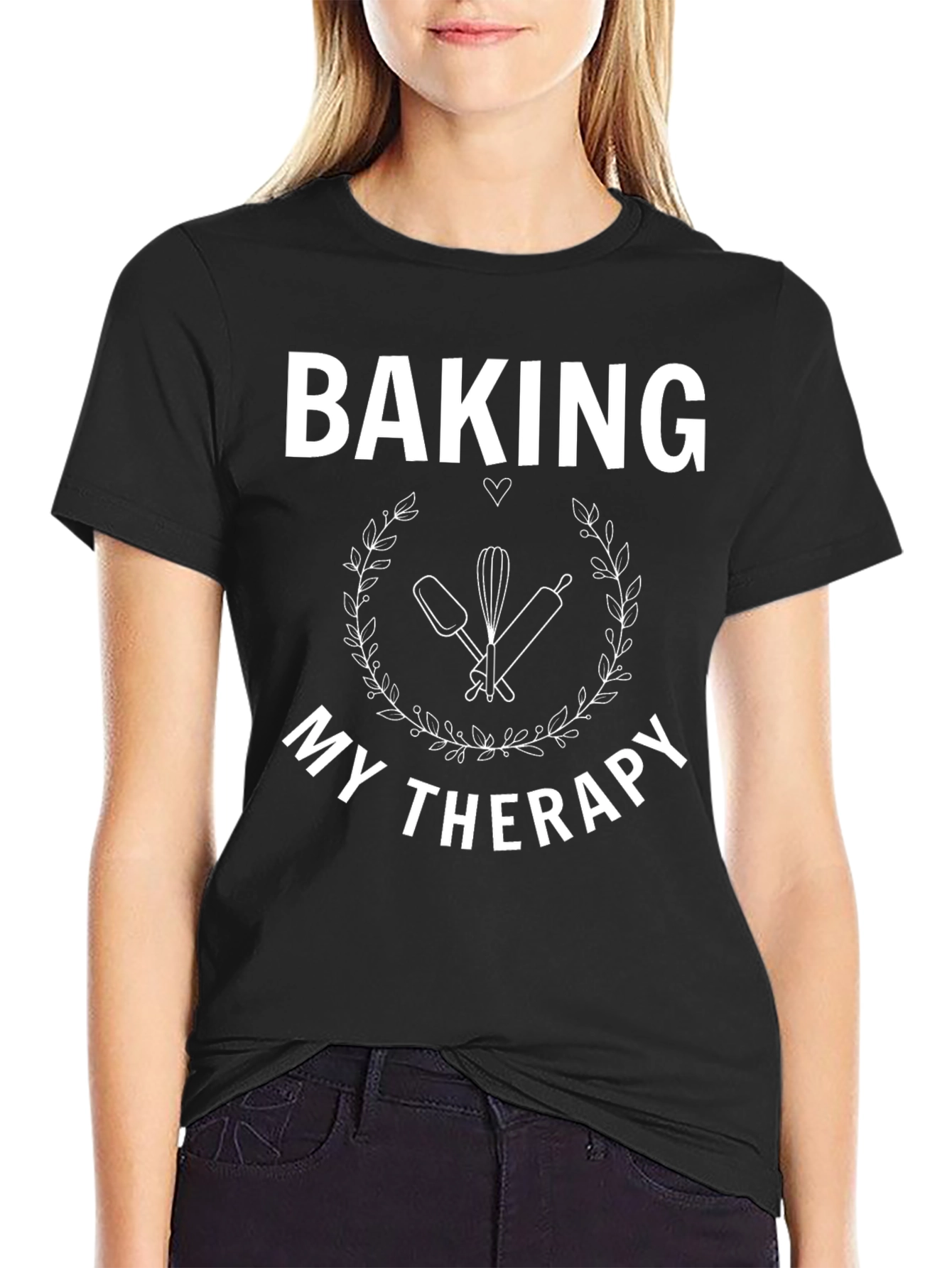 Baking is My Therapy Black T-Shirt