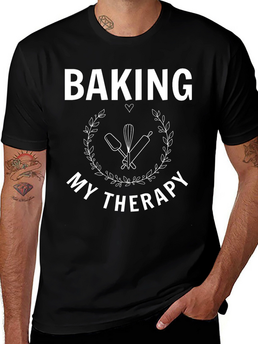 Baking is My Therapy Black T-Shirt
