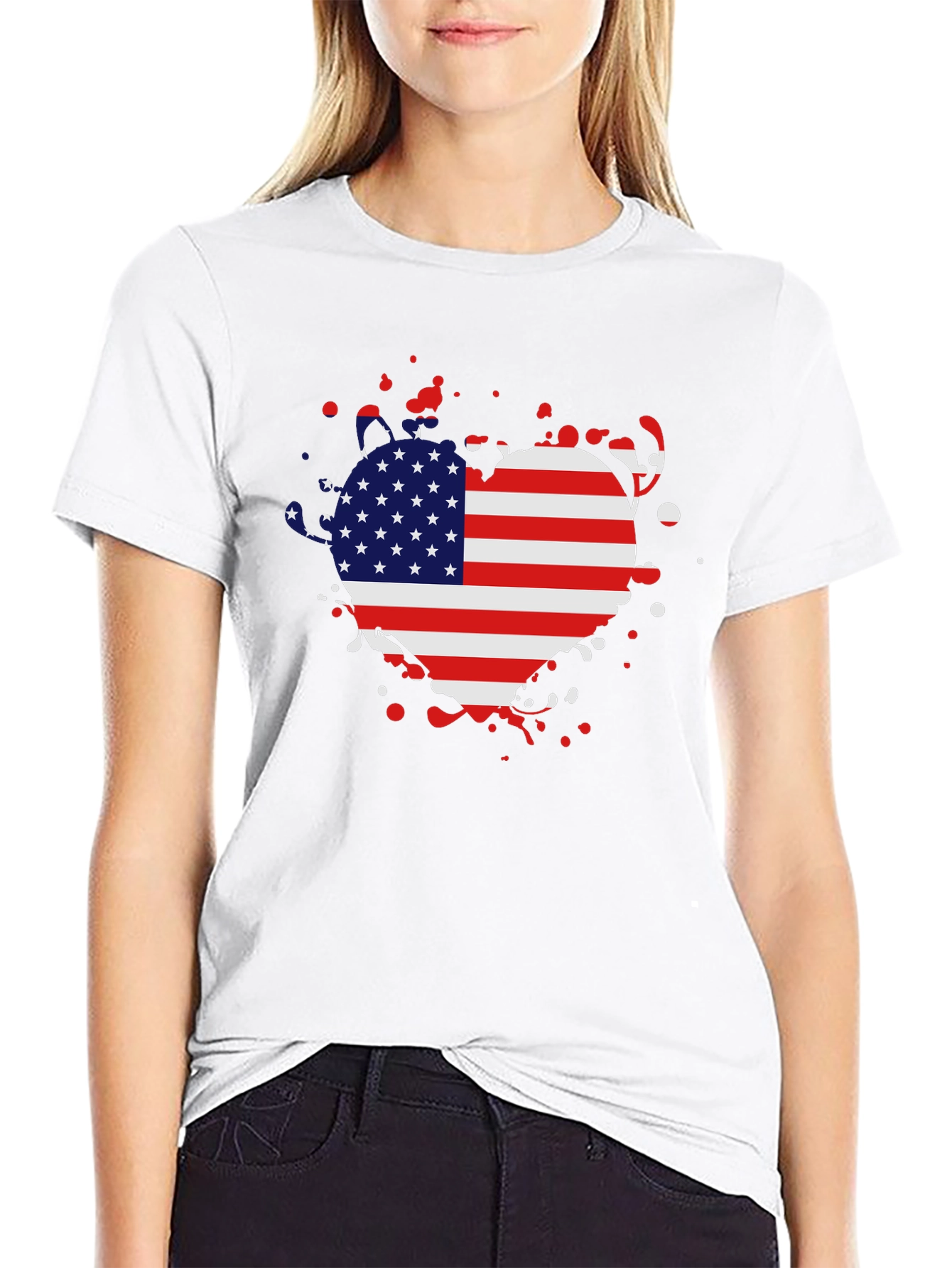 USA Flag Heart T-Shirt - Patriotic Pride
