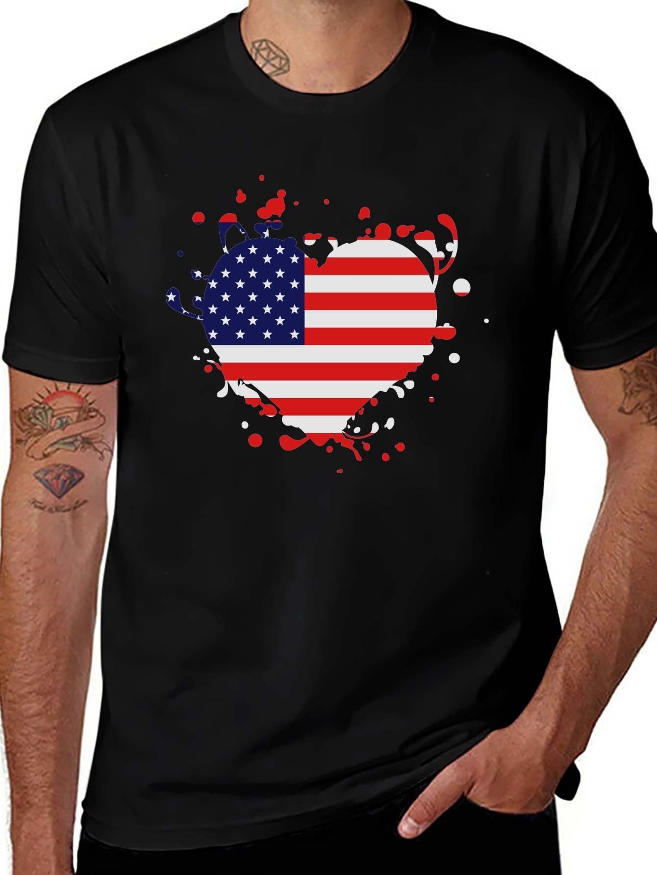USA Flag Heart T-Shirt - Patriotic Pride