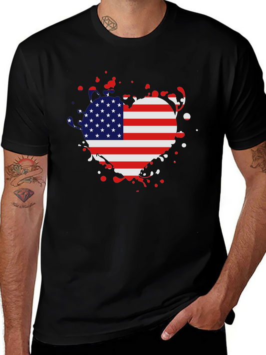 USA Flag Heart T-Shirt - Patriotic Pride