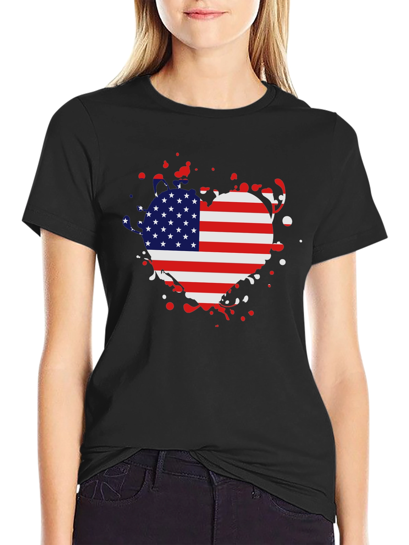 USA Flag Heart T-Shirt - Patriotic Pride