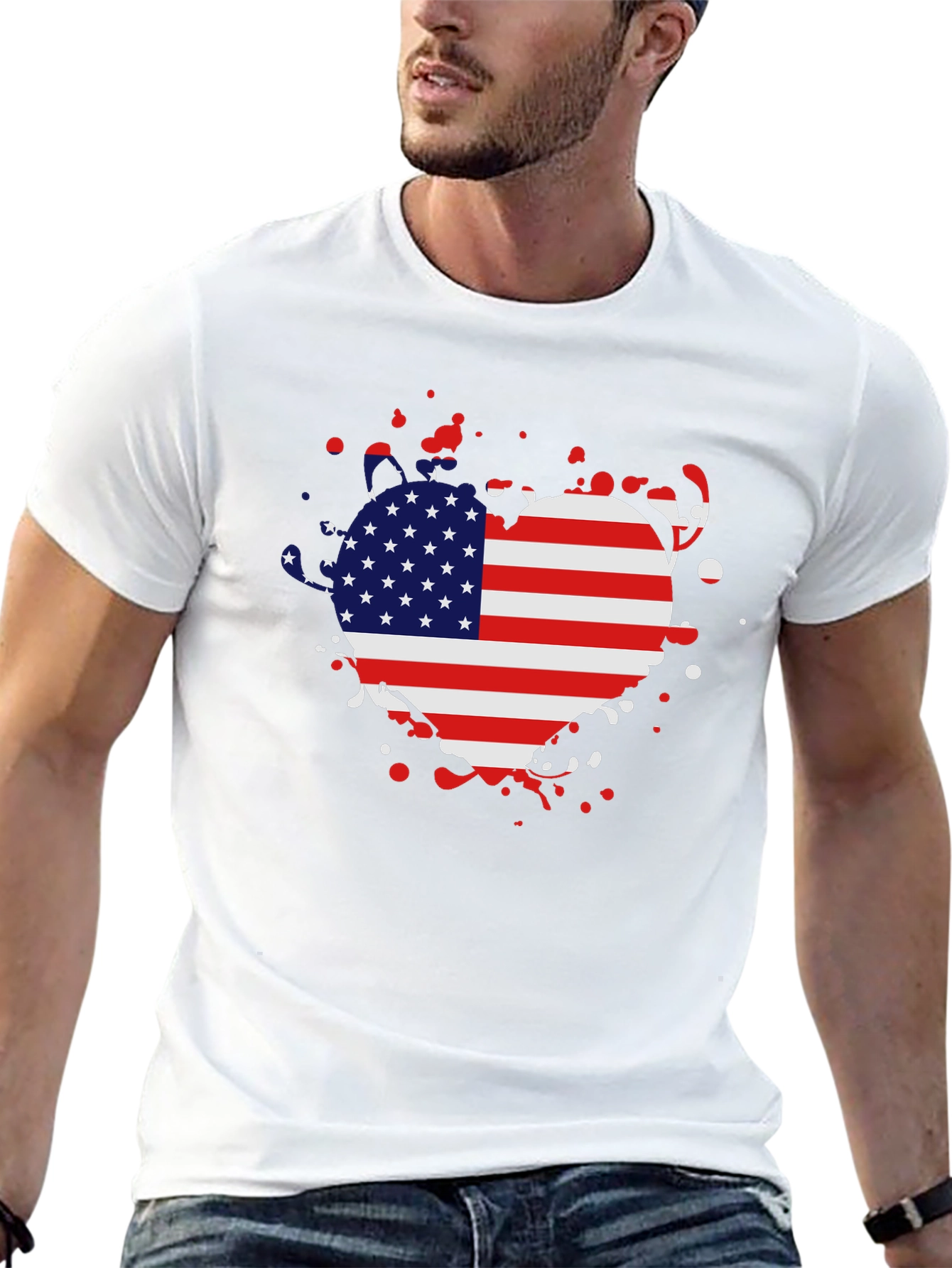 USA Flag Heart T-Shirt - Patriotic Pride