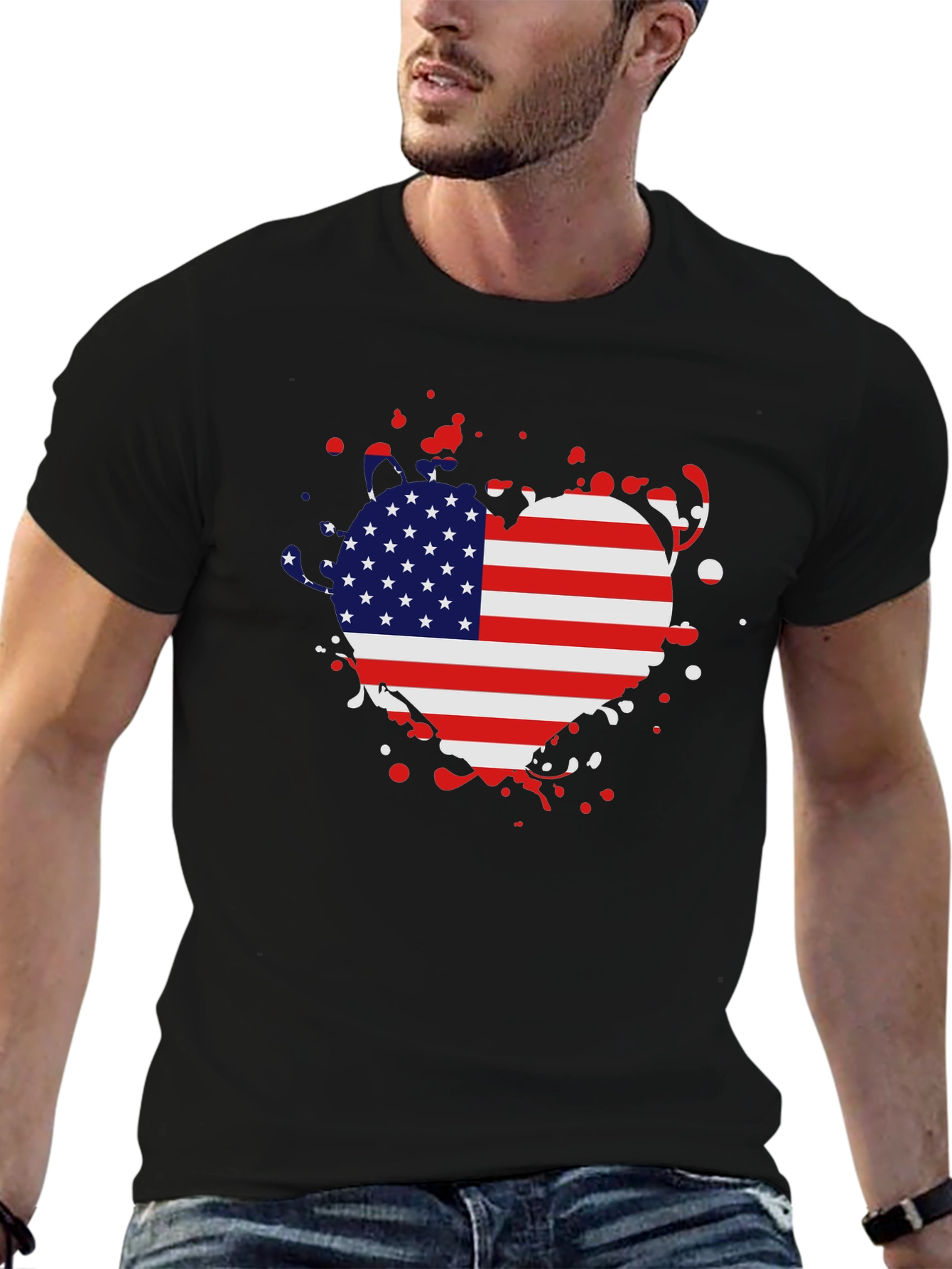 USA Flag Heart T-Shirt - Patriotic Pride