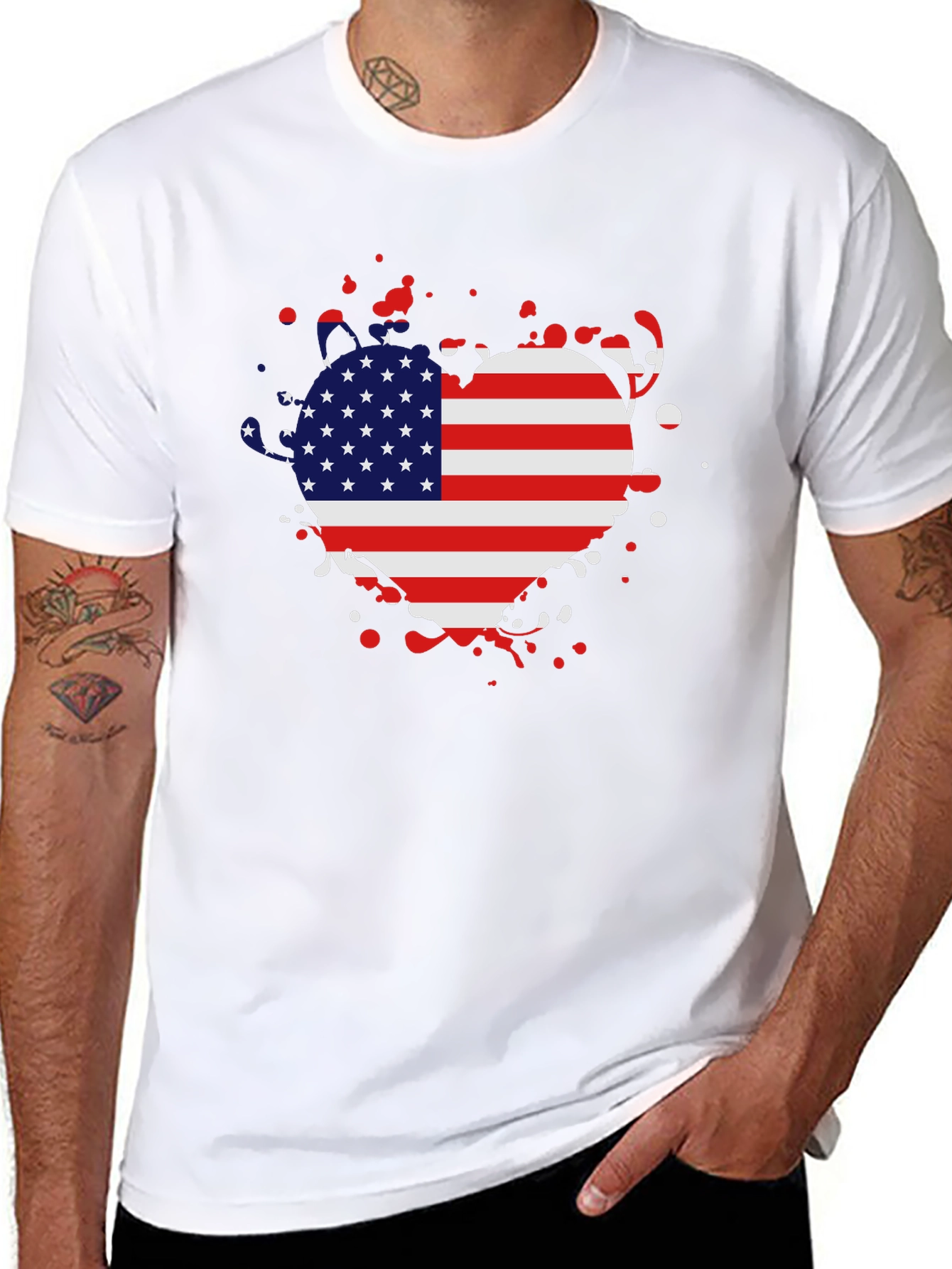 USA Flag Heart T-Shirt - Patriotic Pride