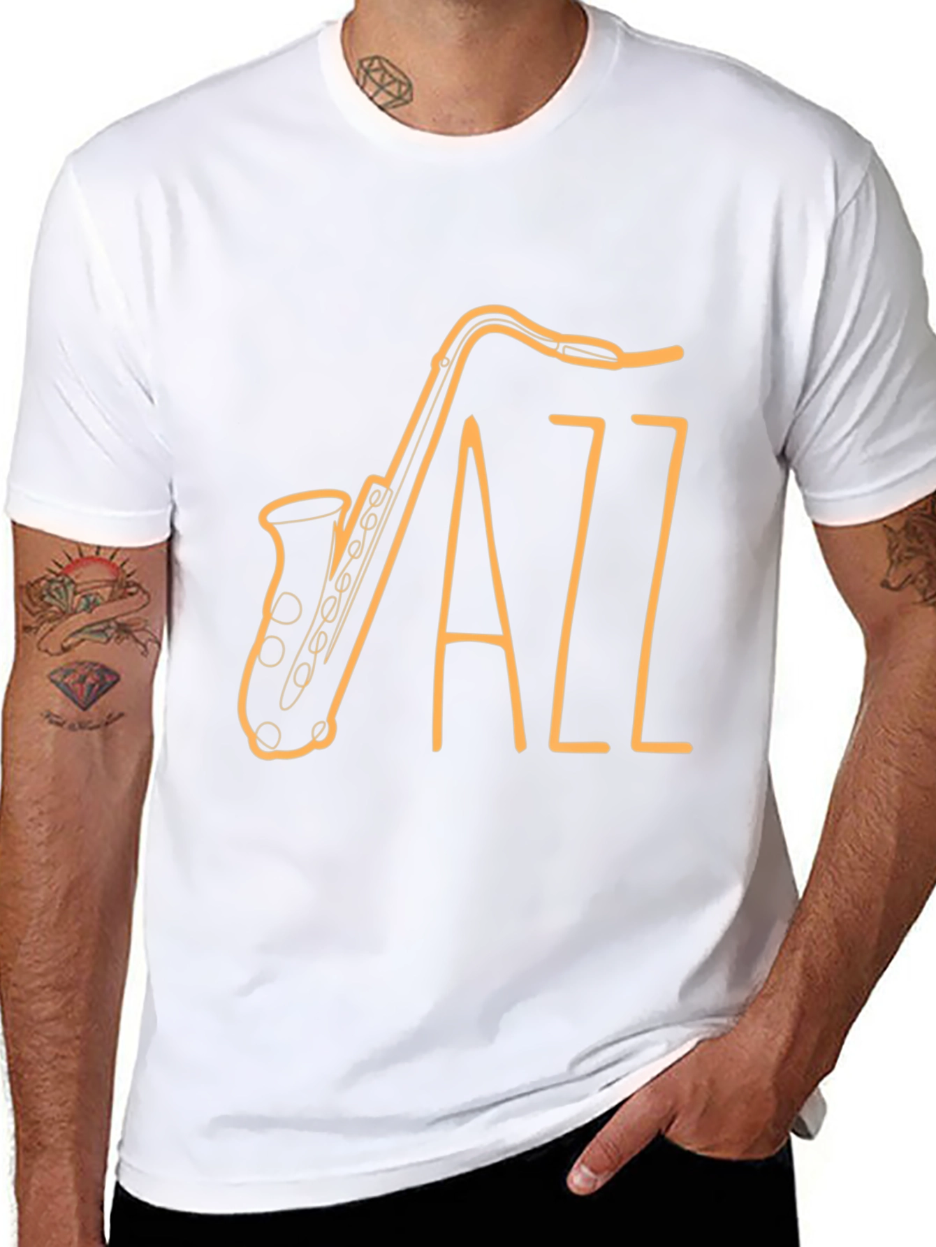Black Jazz Saxophone Graphic Tee