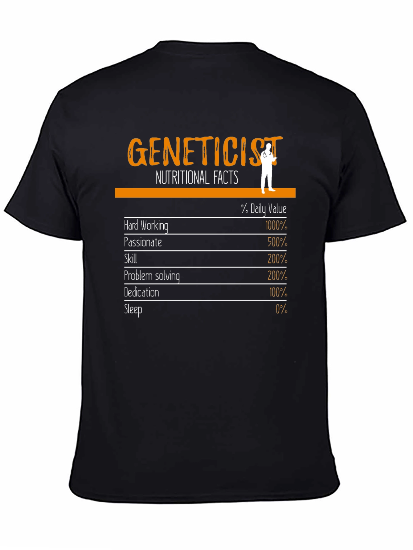 Geneticist Nutritional Facts Black T-Shirt