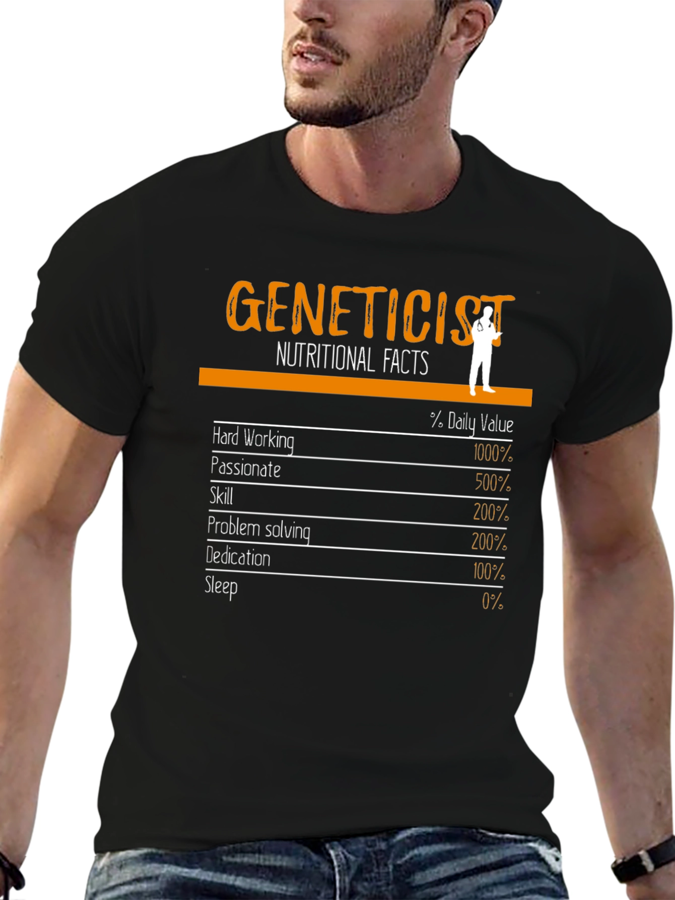 Geneticist Nutritional Facts Black T-Shirt