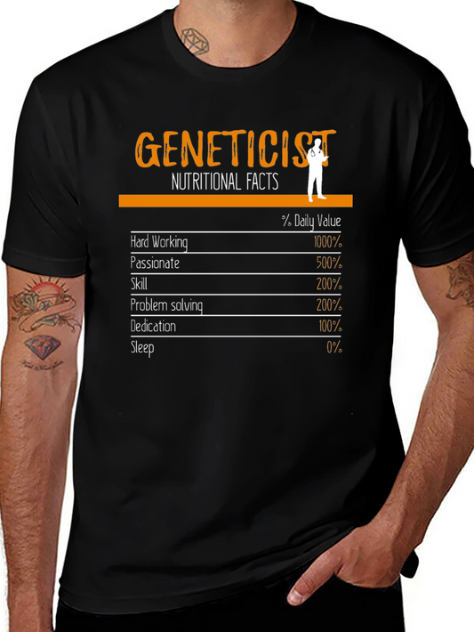 Geneticist Nutritional Facts Black T-Shirt