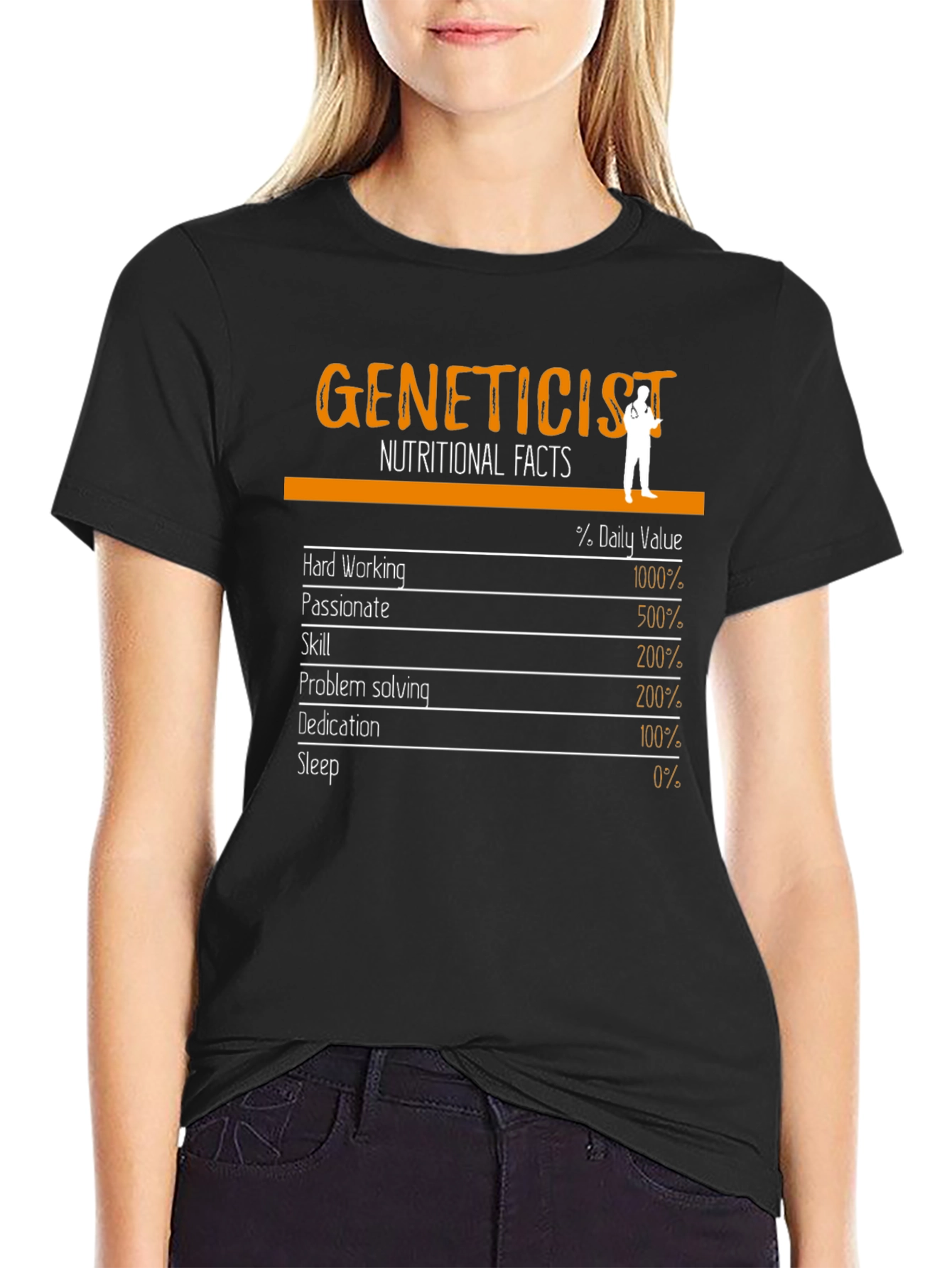 Geneticist Nutritional Facts Black T-Shirt