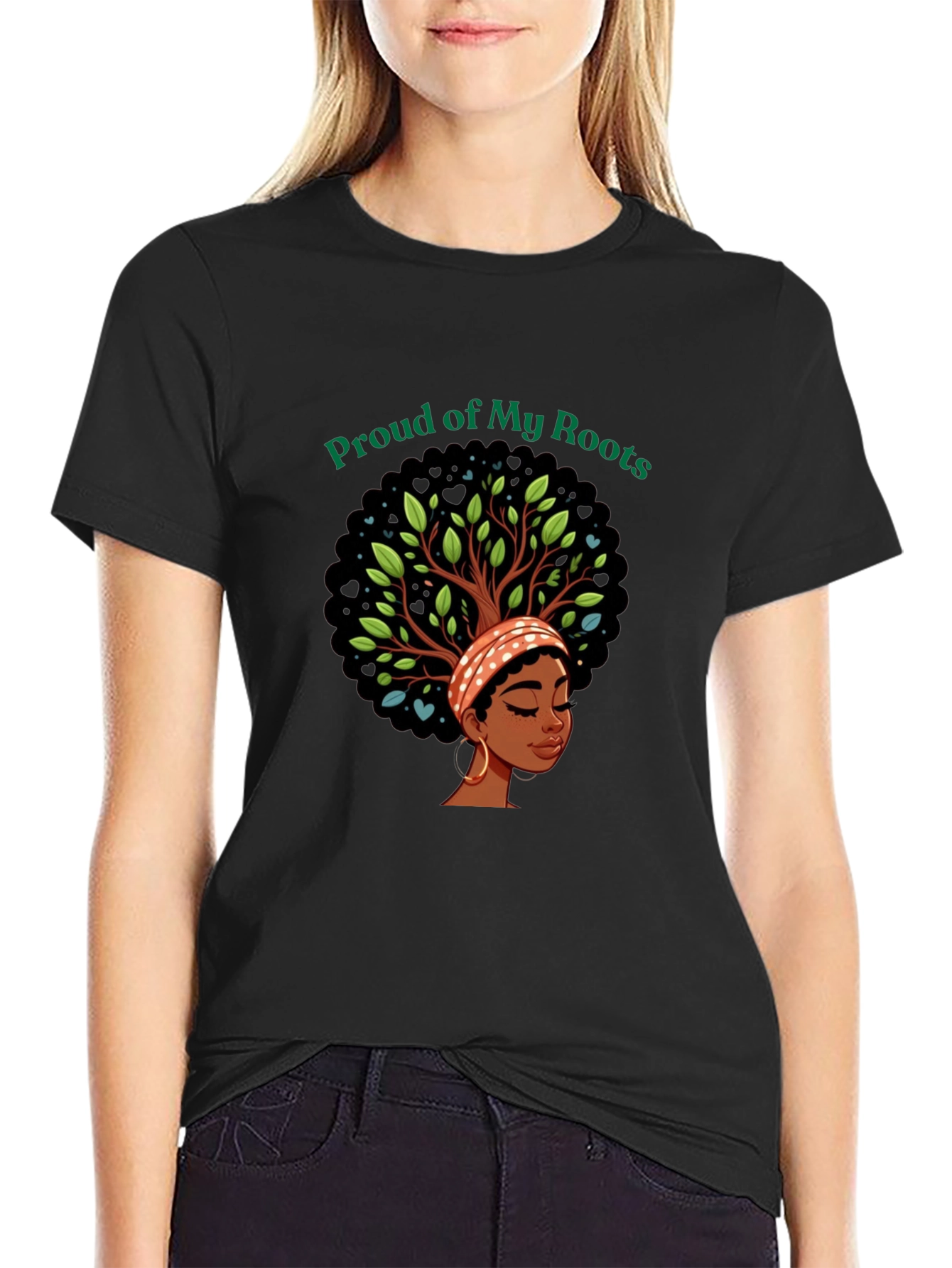 Proud of My Roots Graphic Tee - Black