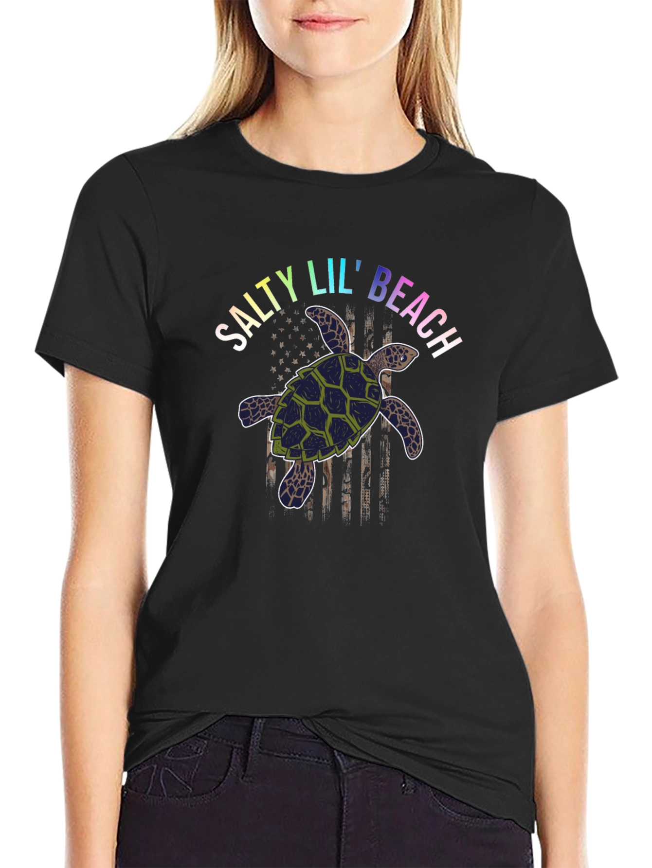 Salty Lil Beach Turtle Graphic T-Shirt