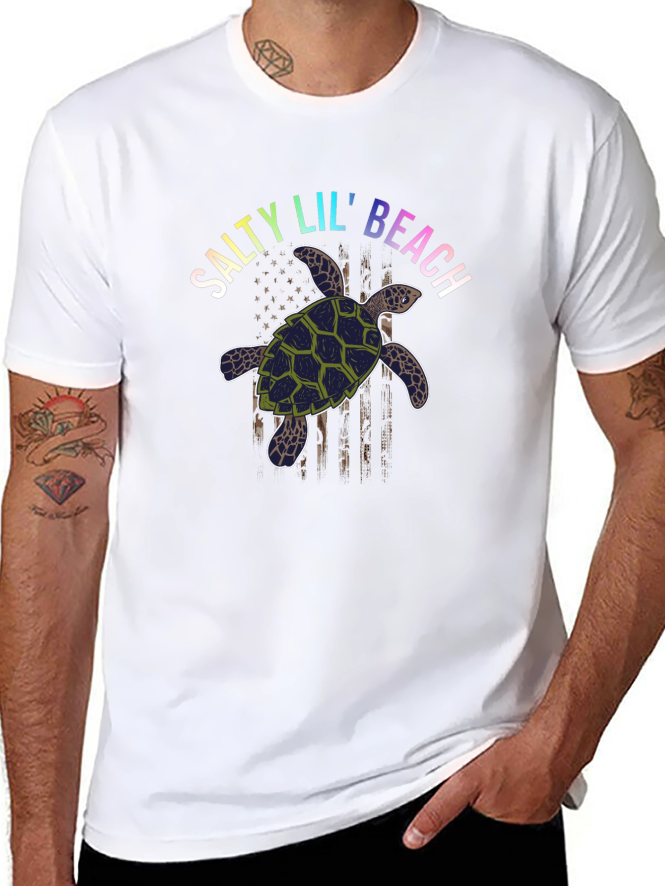 Salty Lil Beach Turtle Graphic T-Shirt