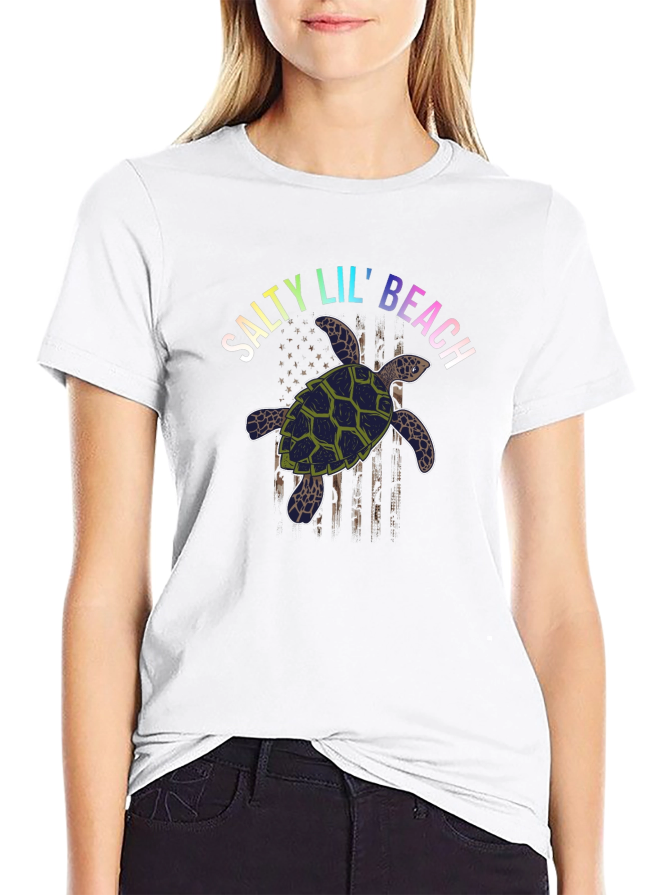 Salty Lil Beach Turtle Graphic T-Shirt