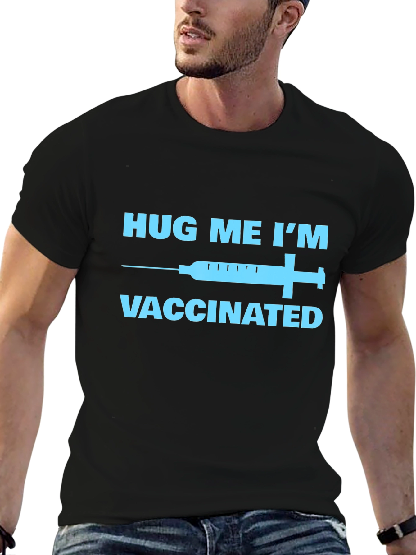Hug Me Im Vaccinated T-Shirt - Black