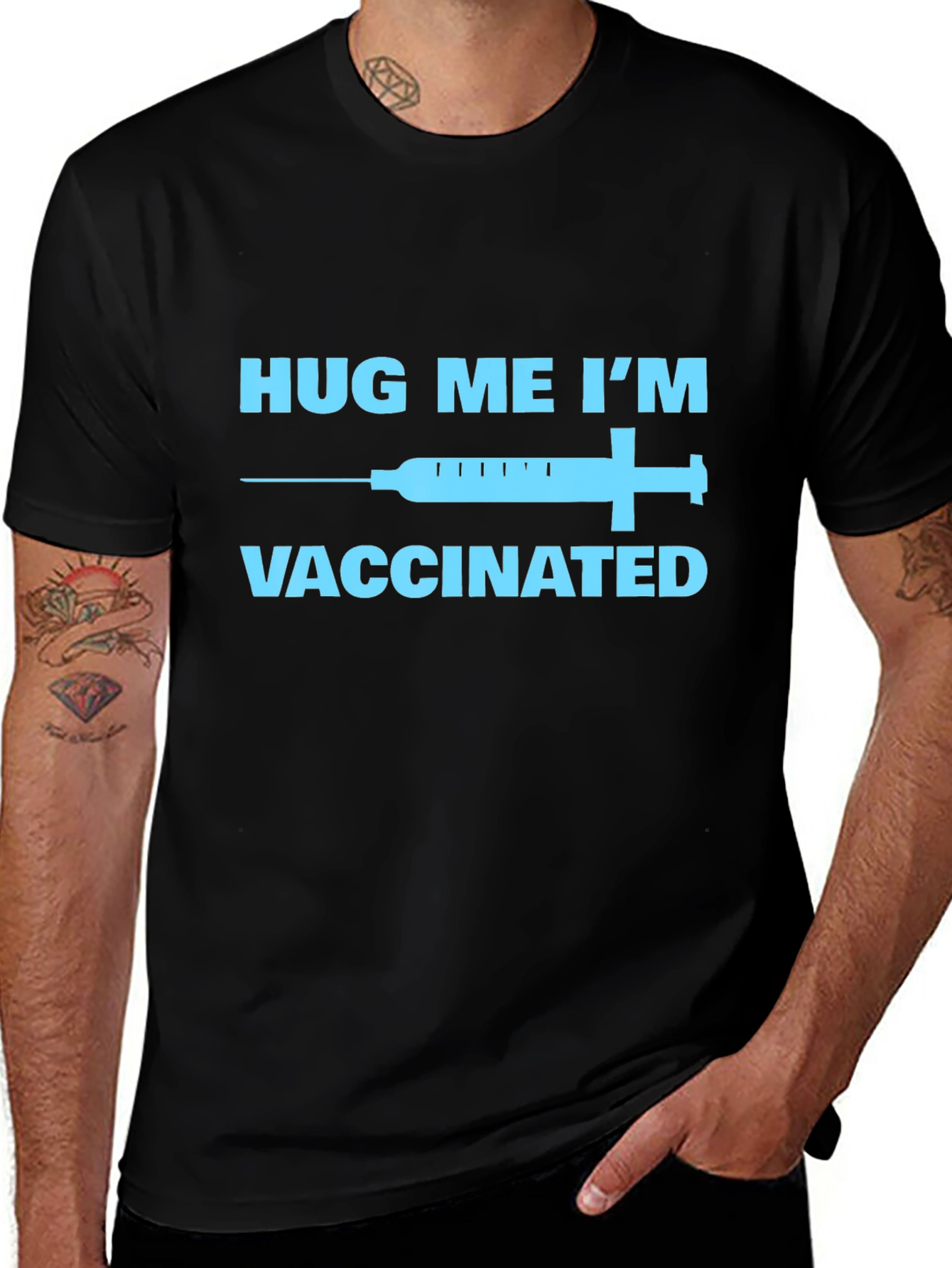 Hug Me Im Vaccinated T-Shirt - Black