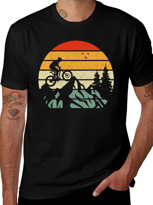 Mountain Biker Retro Sunset T-Shirt