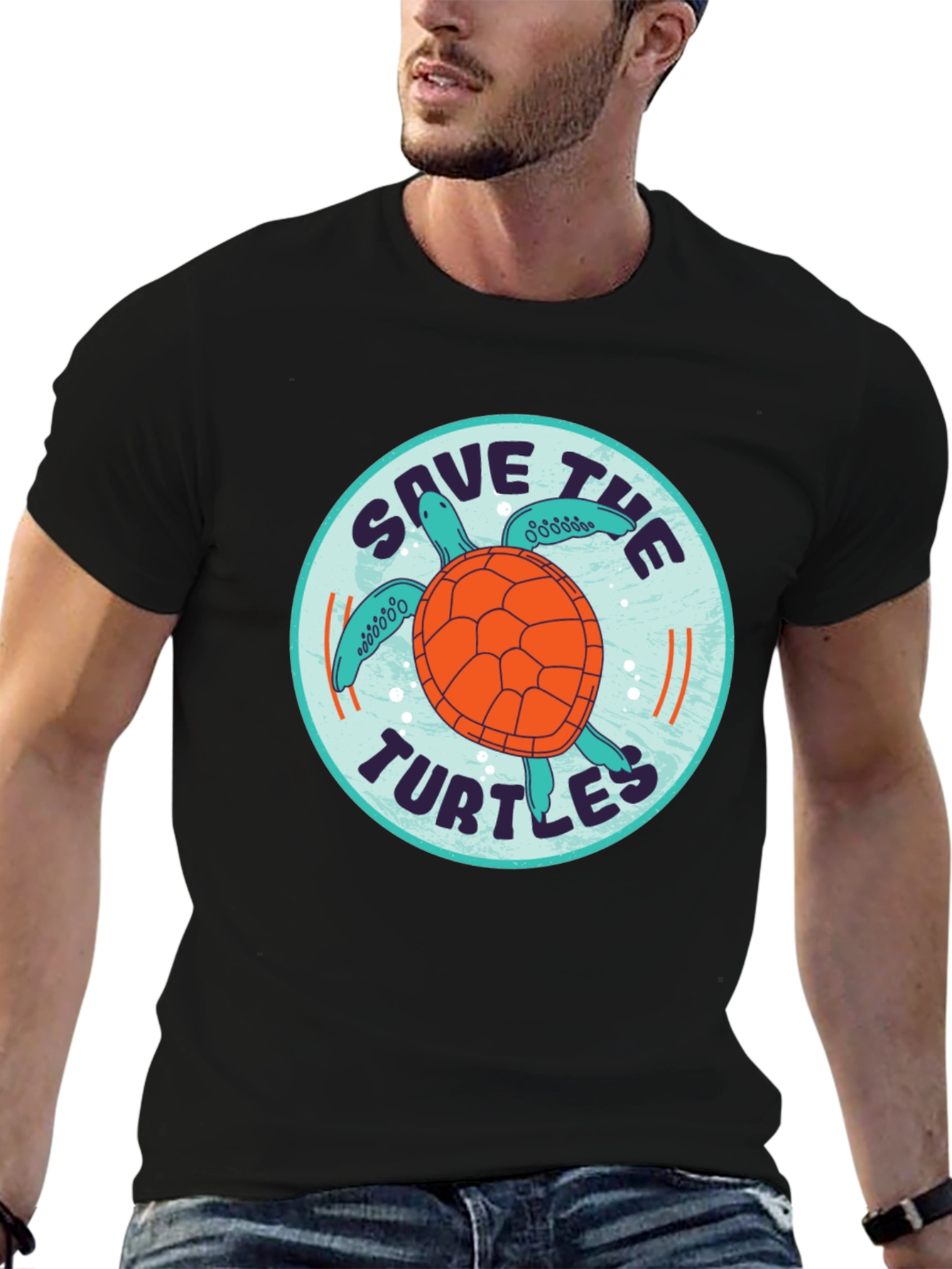 Save the Turtles Graphic Tee - Black