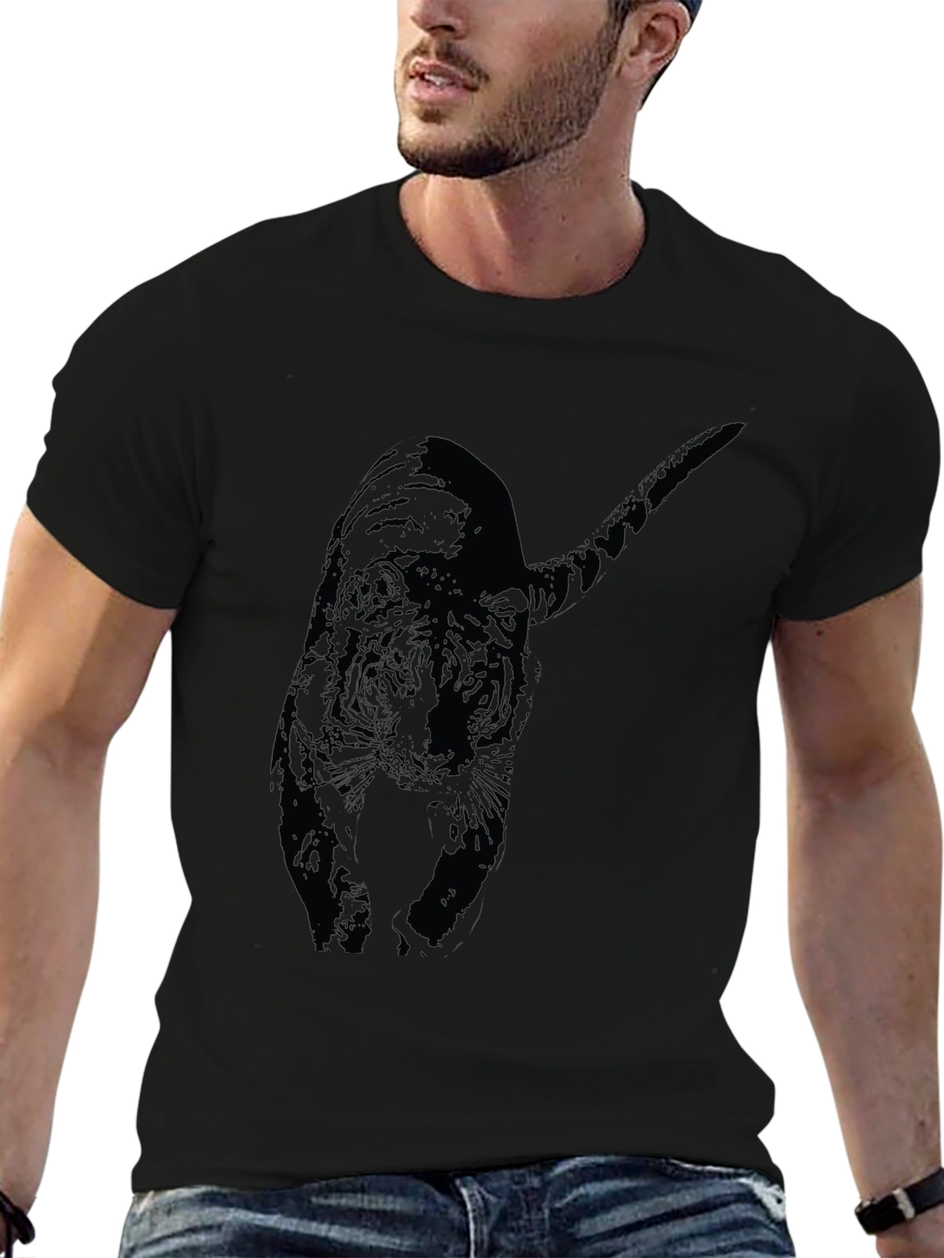 Black Tiger Graphic Tee - Mens Short Sleeve