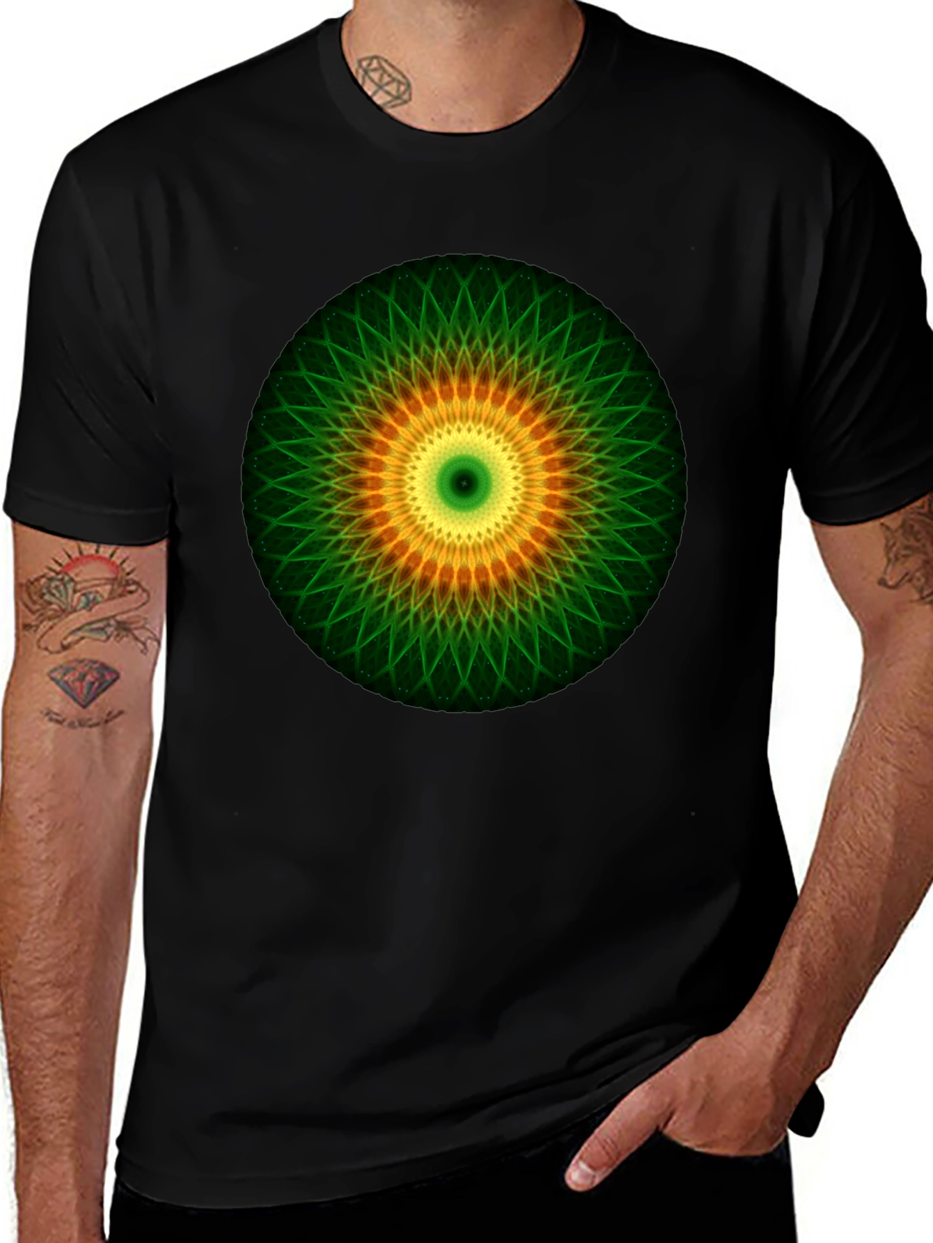 Mandala Graphic Print T-Shirt - Black