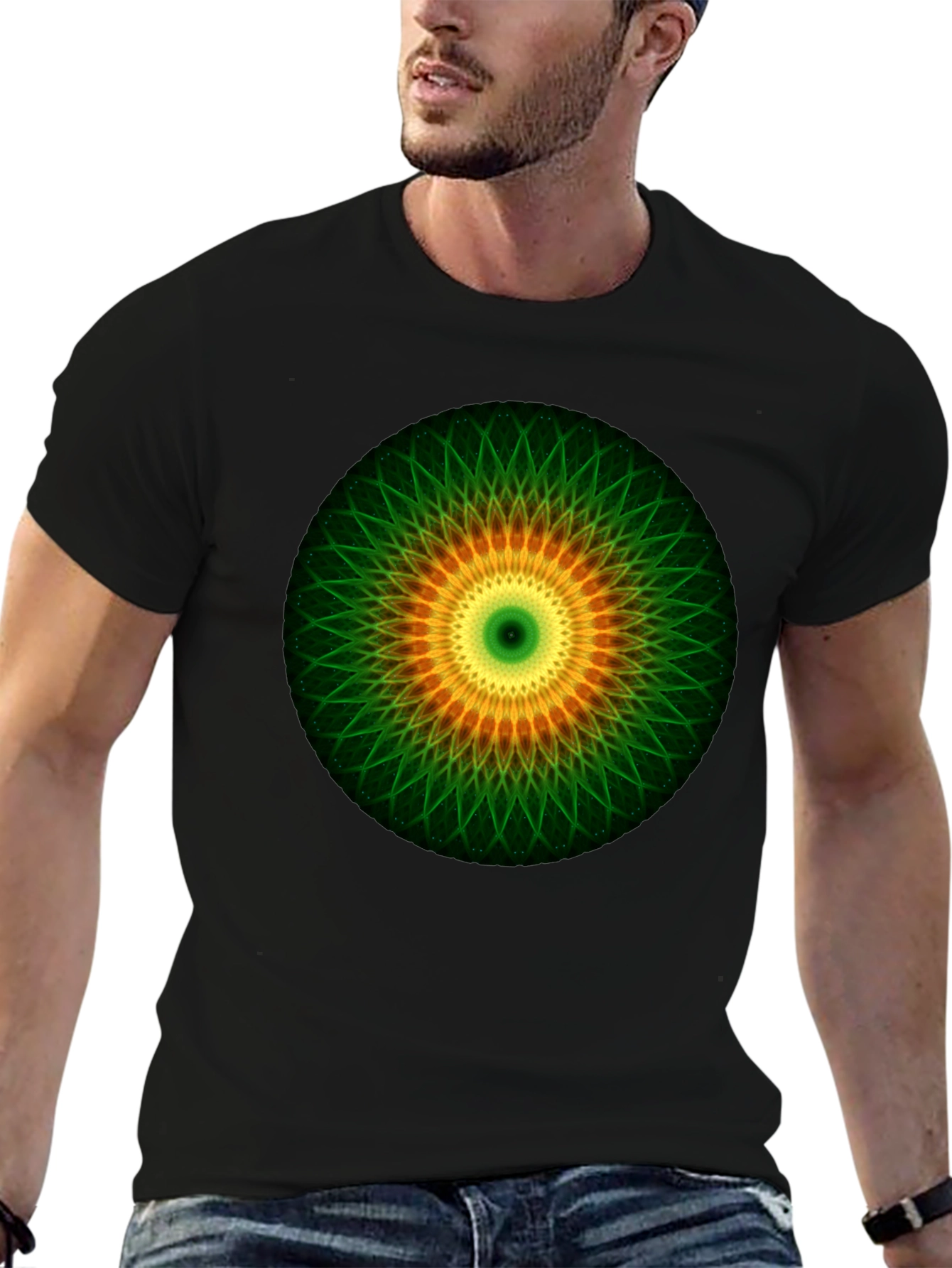 Mandala Graphic Print T-Shirt - Black