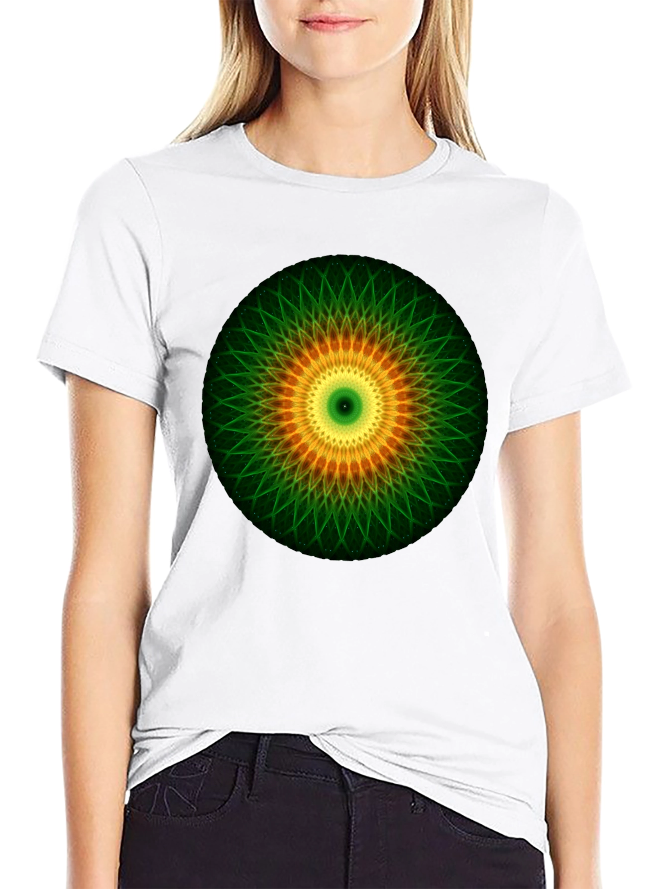 Mandala Graphic Print T-Shirt - Black