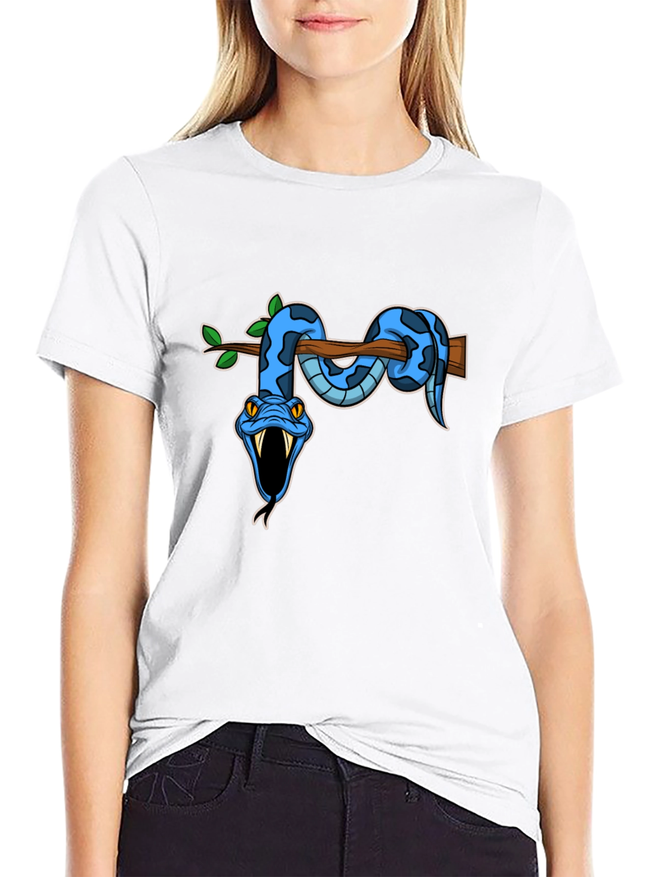 Snake on Branch Graphic Tee - Mens Black T-Shirt