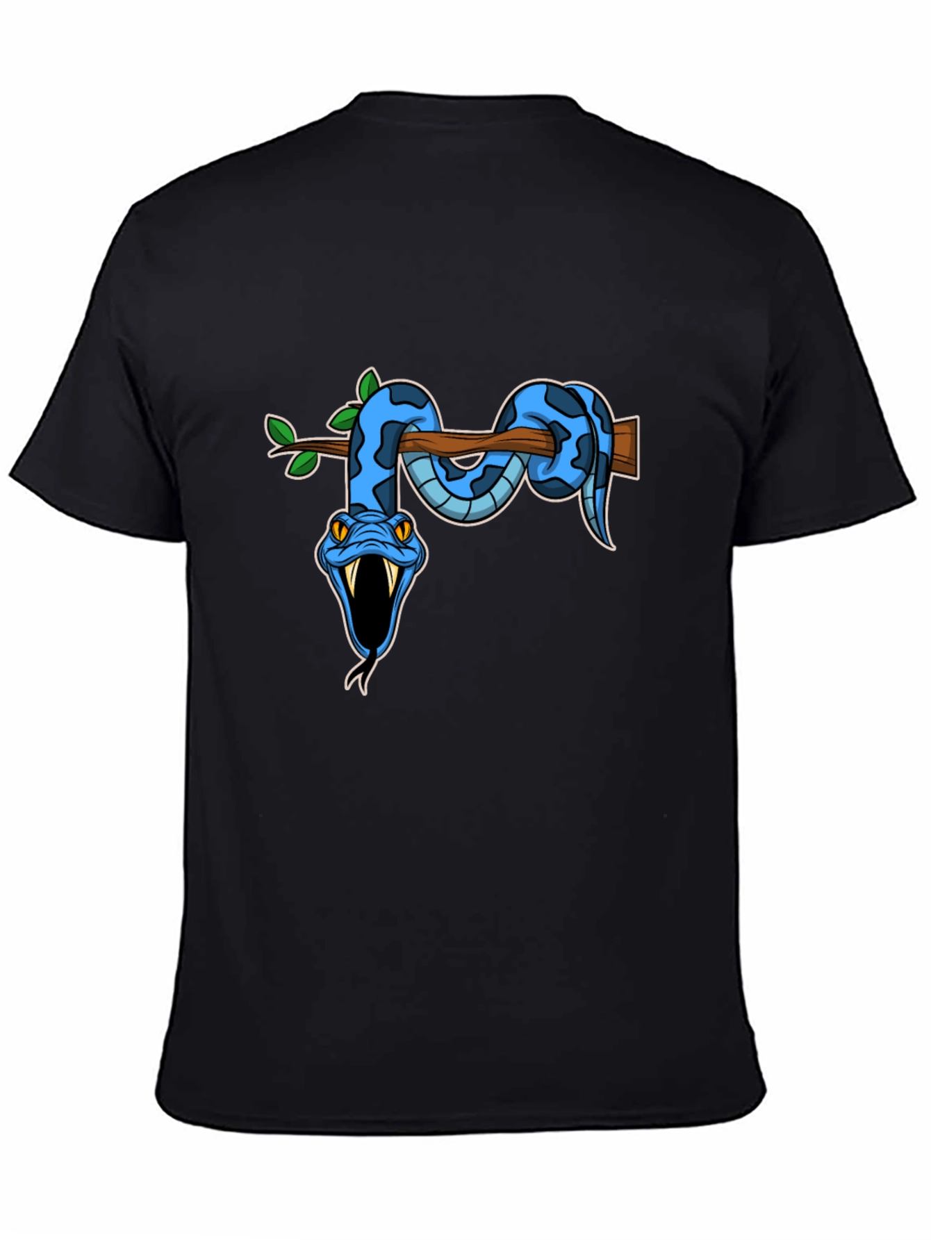 Snake on Branch Graphic Tee - Mens Black T-Shirt