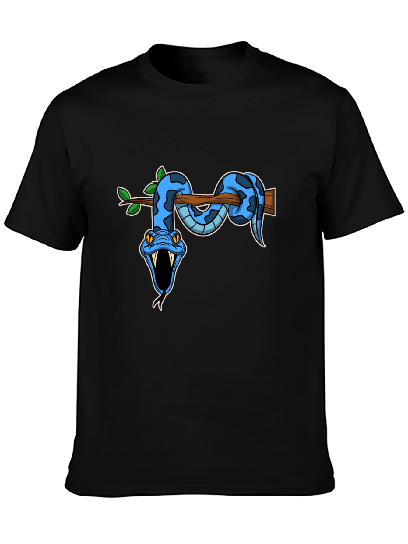 Snake on Branch Graphic Tee - Mens Black T-Shirt