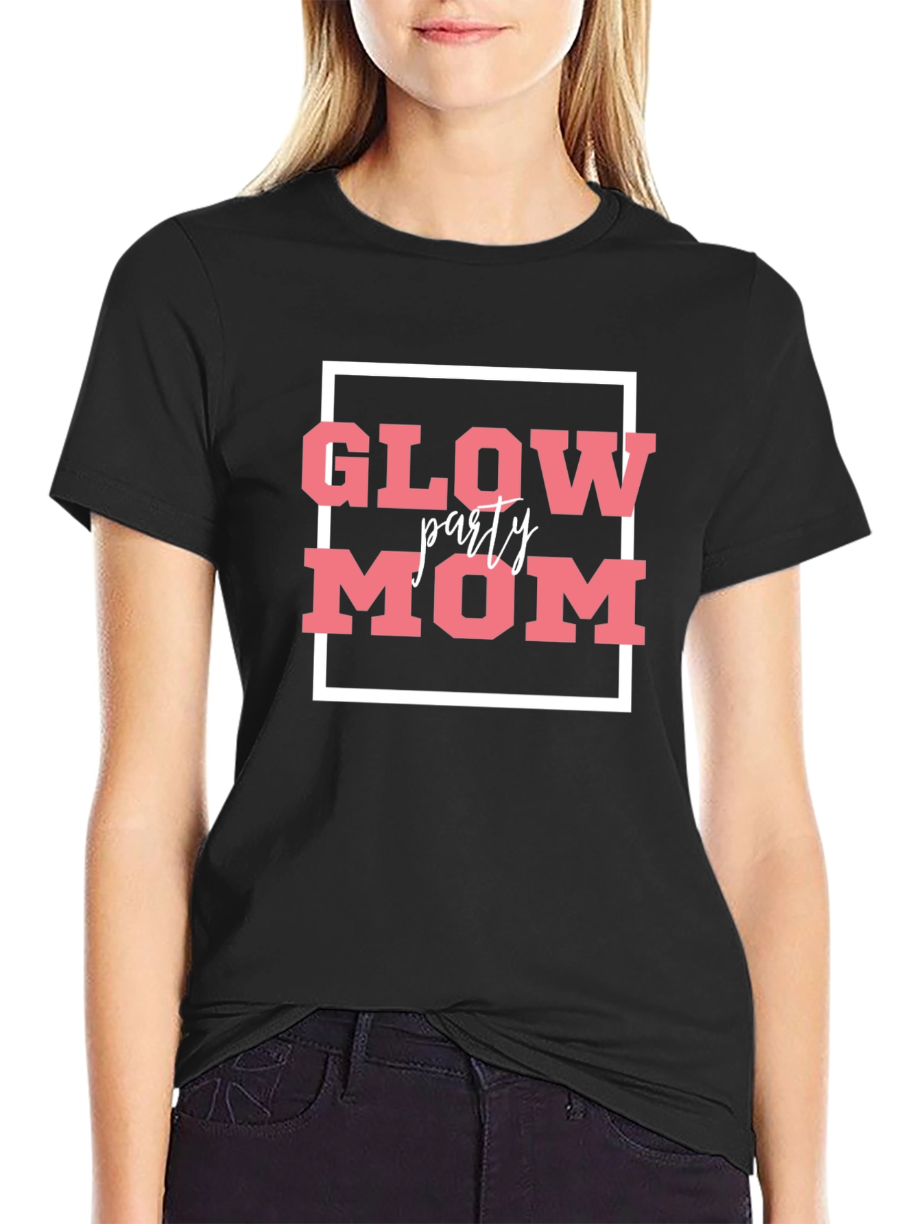 Glow Party Mom T-Shirt - Black