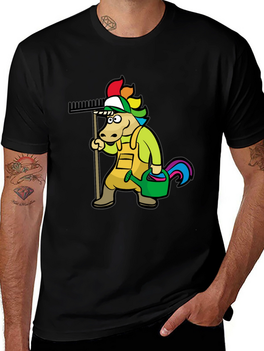 Unicorn Gardener Graphic T-Shirt - Black Cotton Tee
