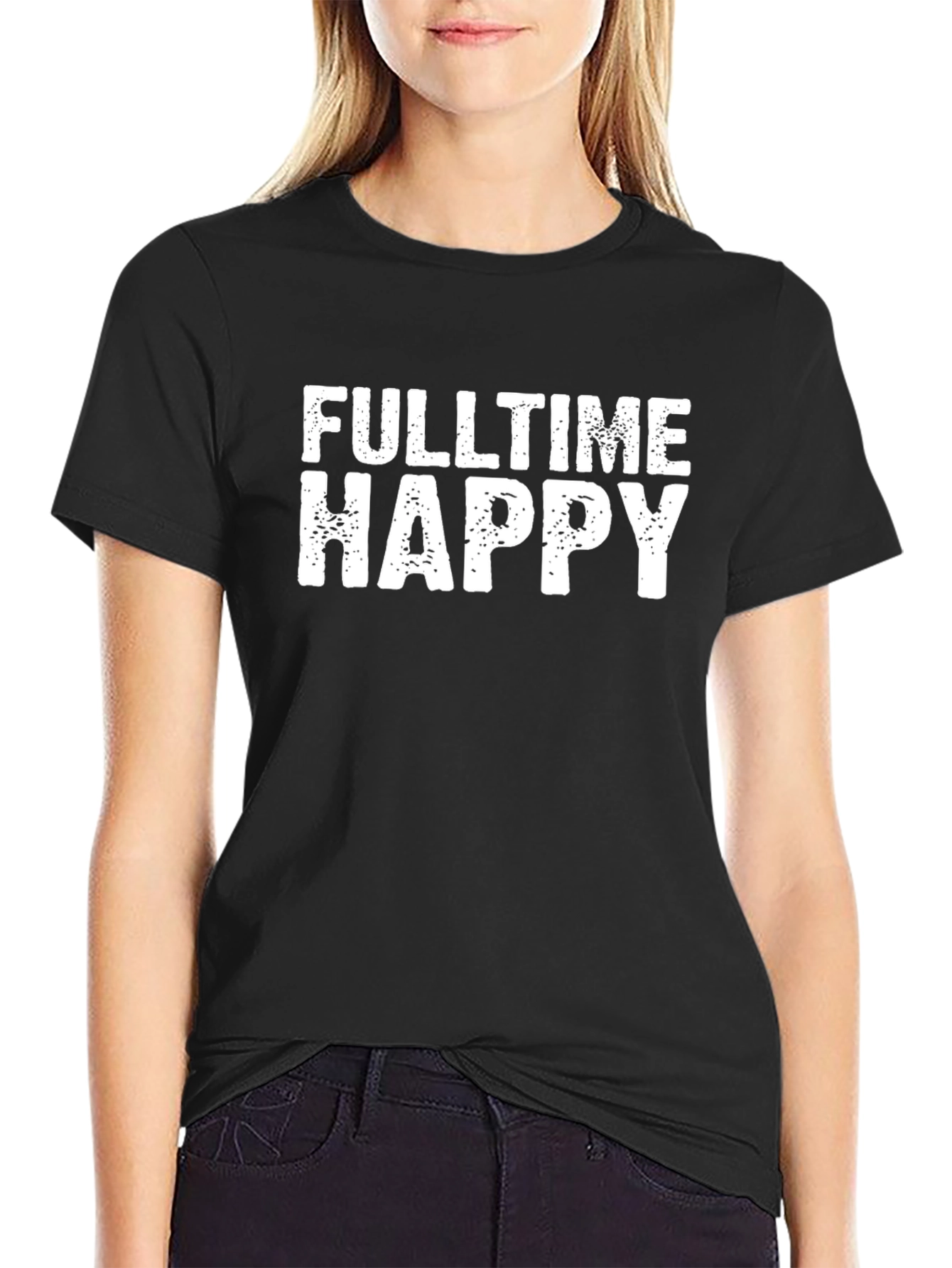 Fulltime Happy Graphic Tee - Black Cotton T-Shirt