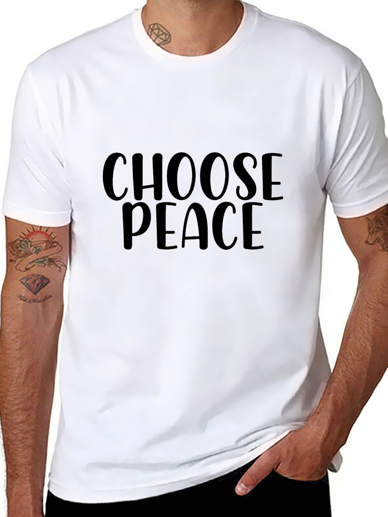 Choose Peace Black Graphic Tee - Mens Casual Shirt