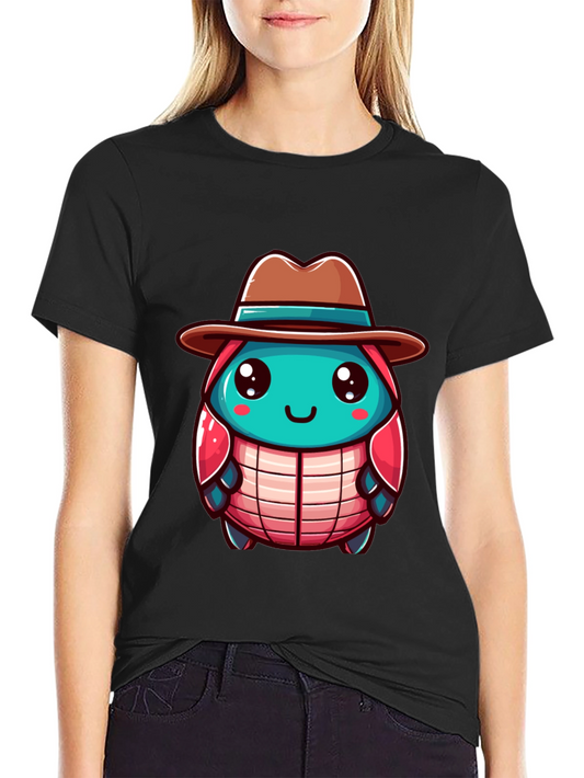 Cartoon Character on Black T-Shirt