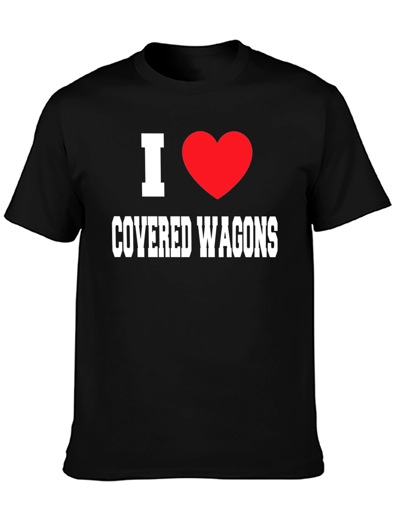 I Heart Covered Wagons Black T-Shirt