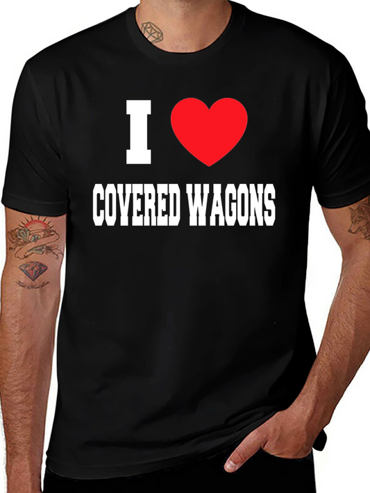 I Heart Covered Wagons Black T-Shirt