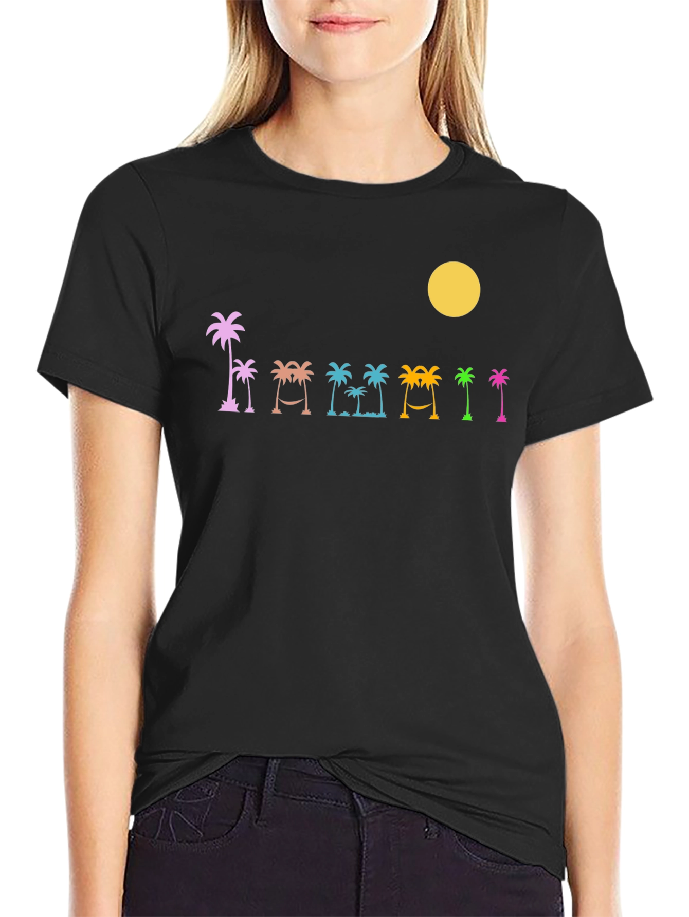 Tropical Palms Black T-Shirt