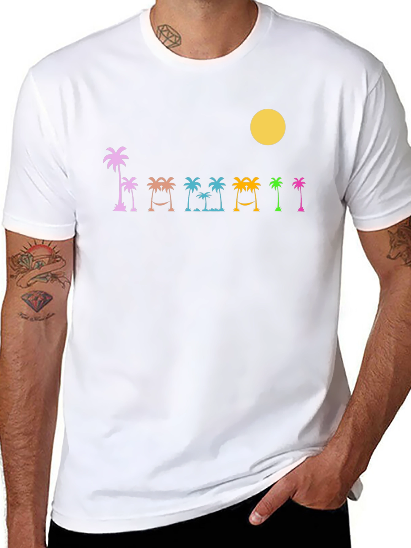 Tropical Palms Black T-Shirt