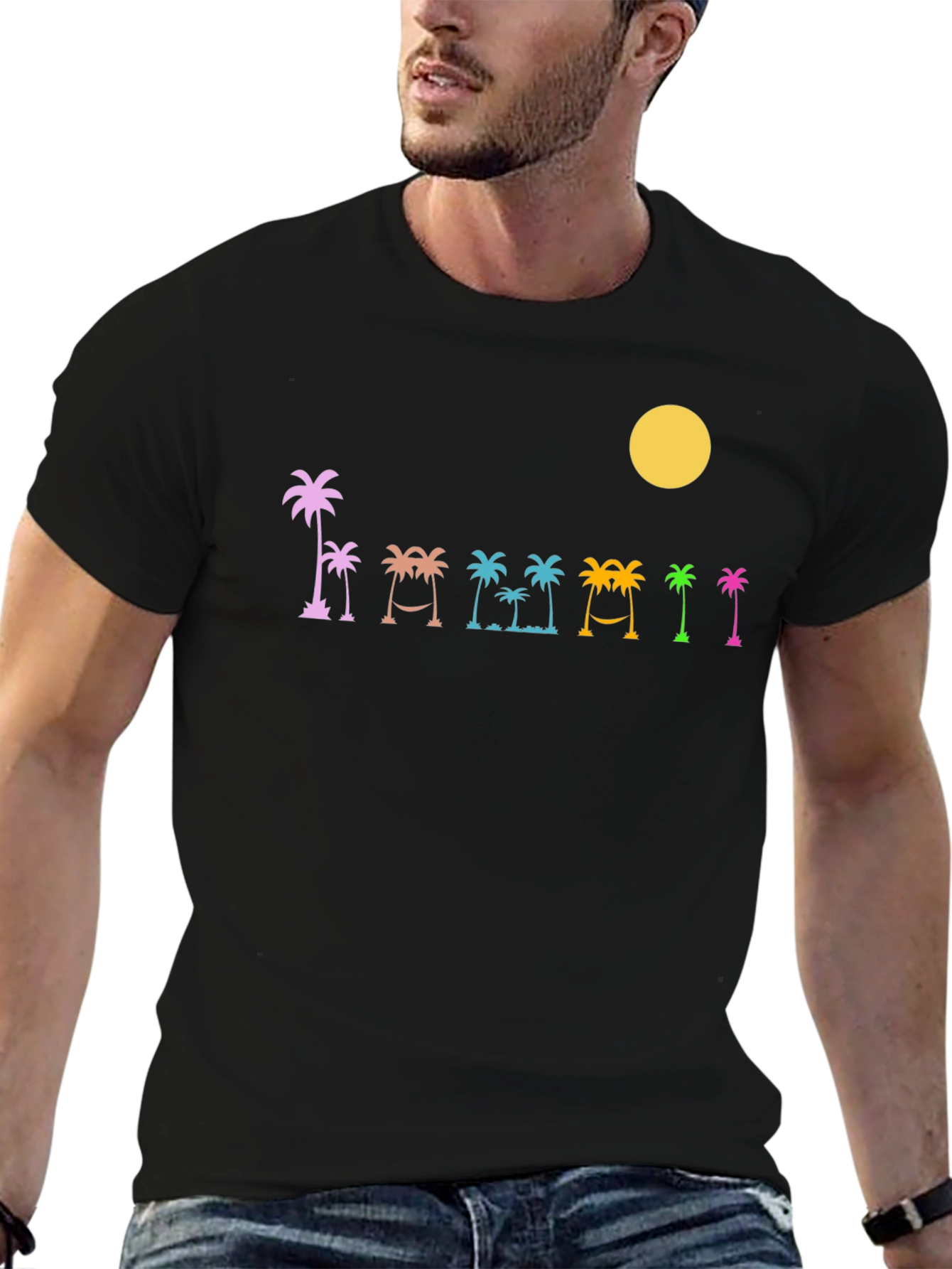 Tropical Palms Black T-Shirt