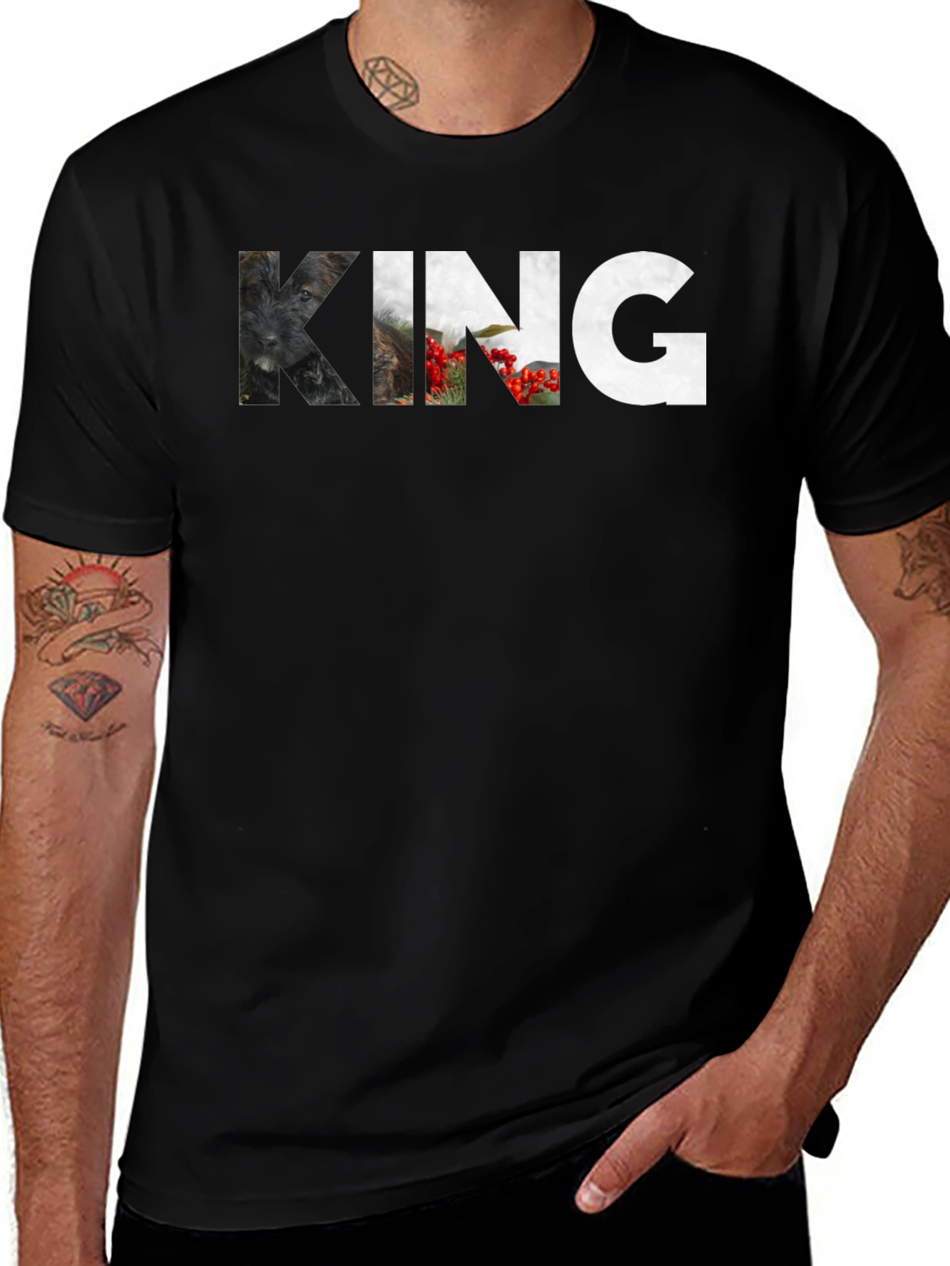 Mens Black King Graphic Print T-Shirt