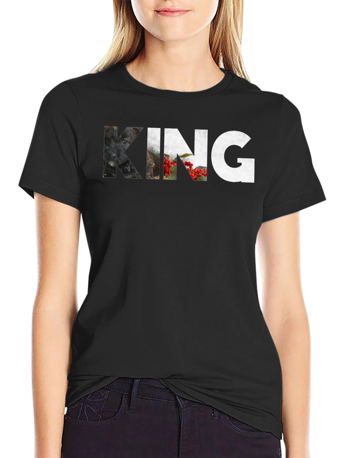 Mens Black King Graphic Print T-Shirt
