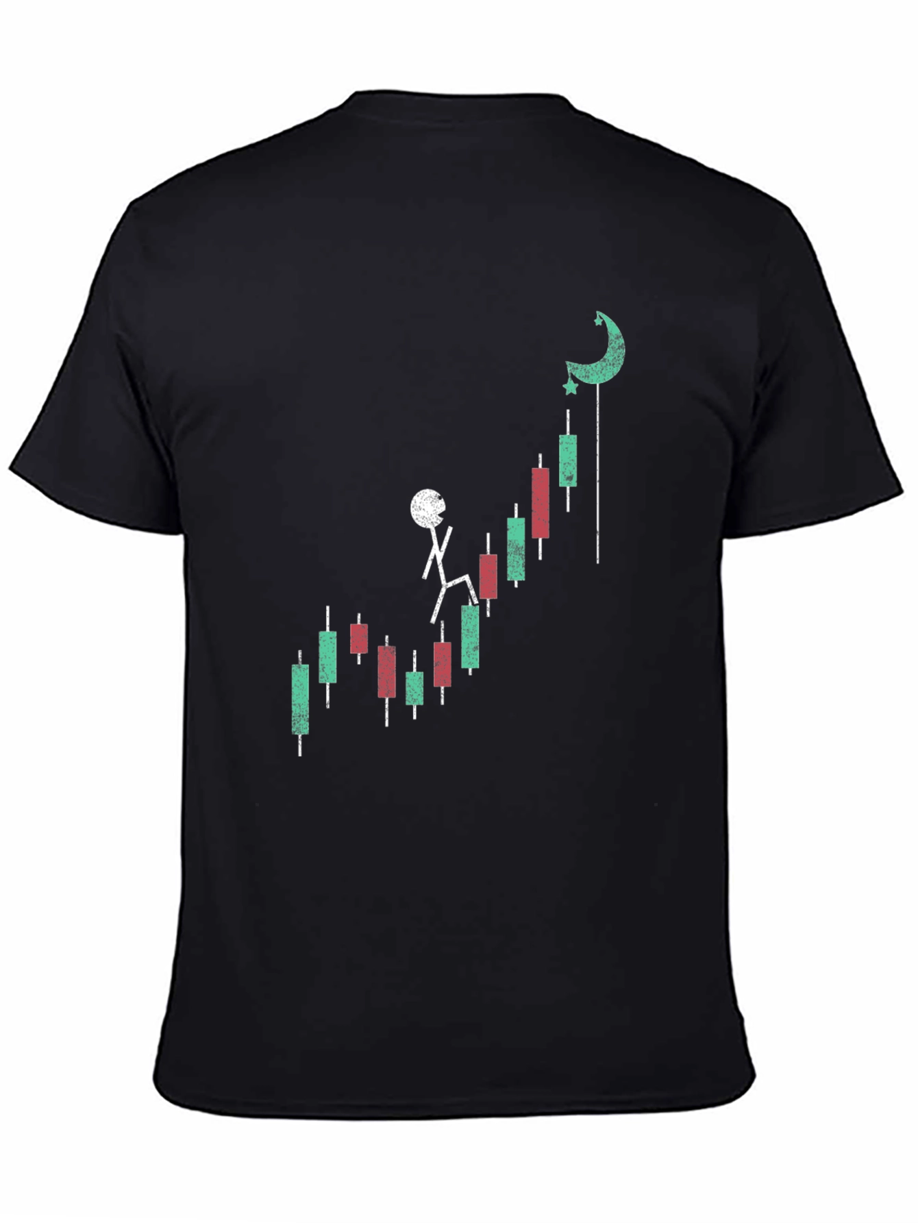 Stock Climb T-Shirt - Black Cotton Blend Graphic Tee