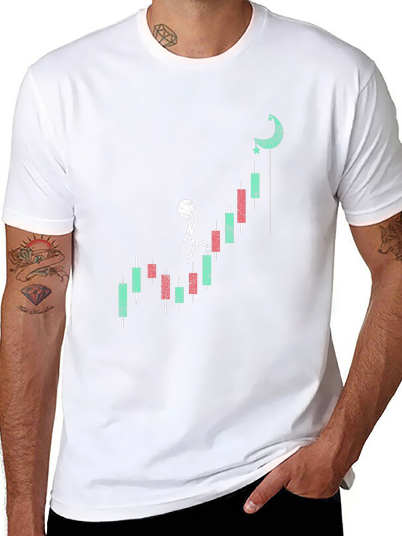 Stock Climb T-Shirt - Black Cotton Blend Graphic Tee
