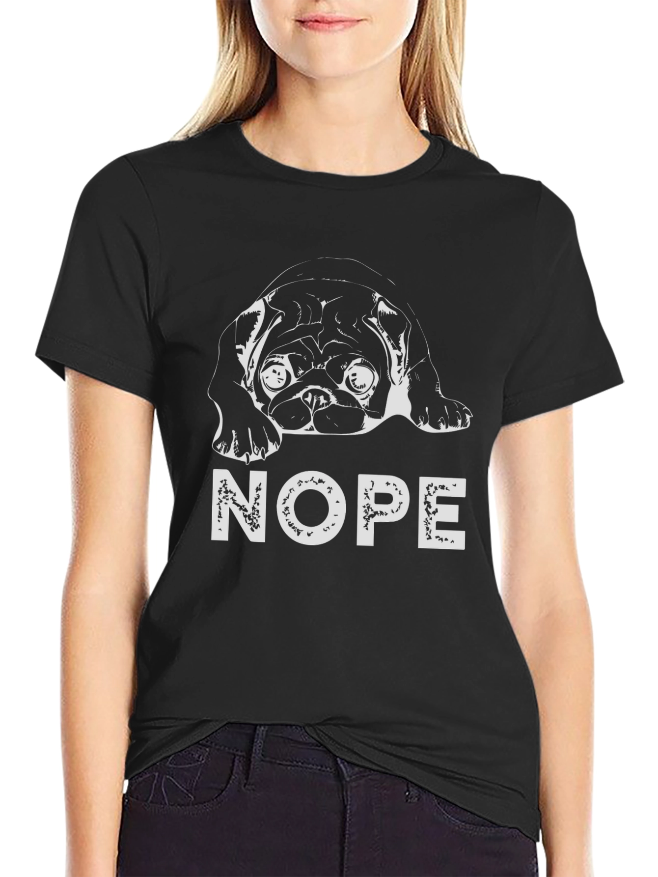 Nope Pug Graphic Tee - Funny Dog T-Shirt