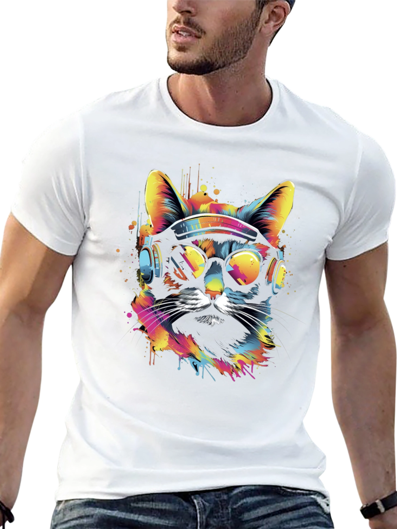 Cool Cat Graphic T-Shirt - Black Tee