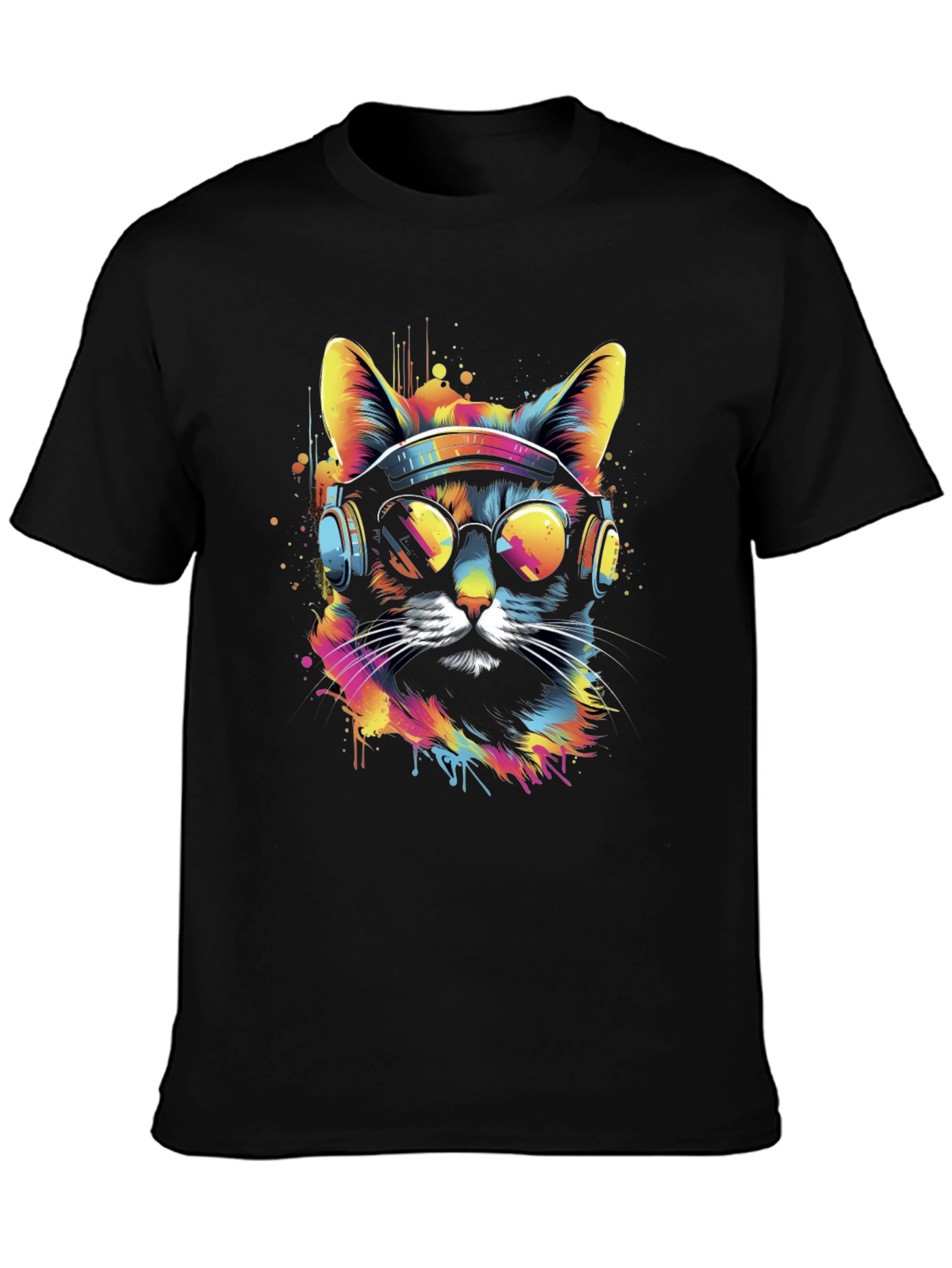 Cool Cat Graphic T-Shirt - Black Tee