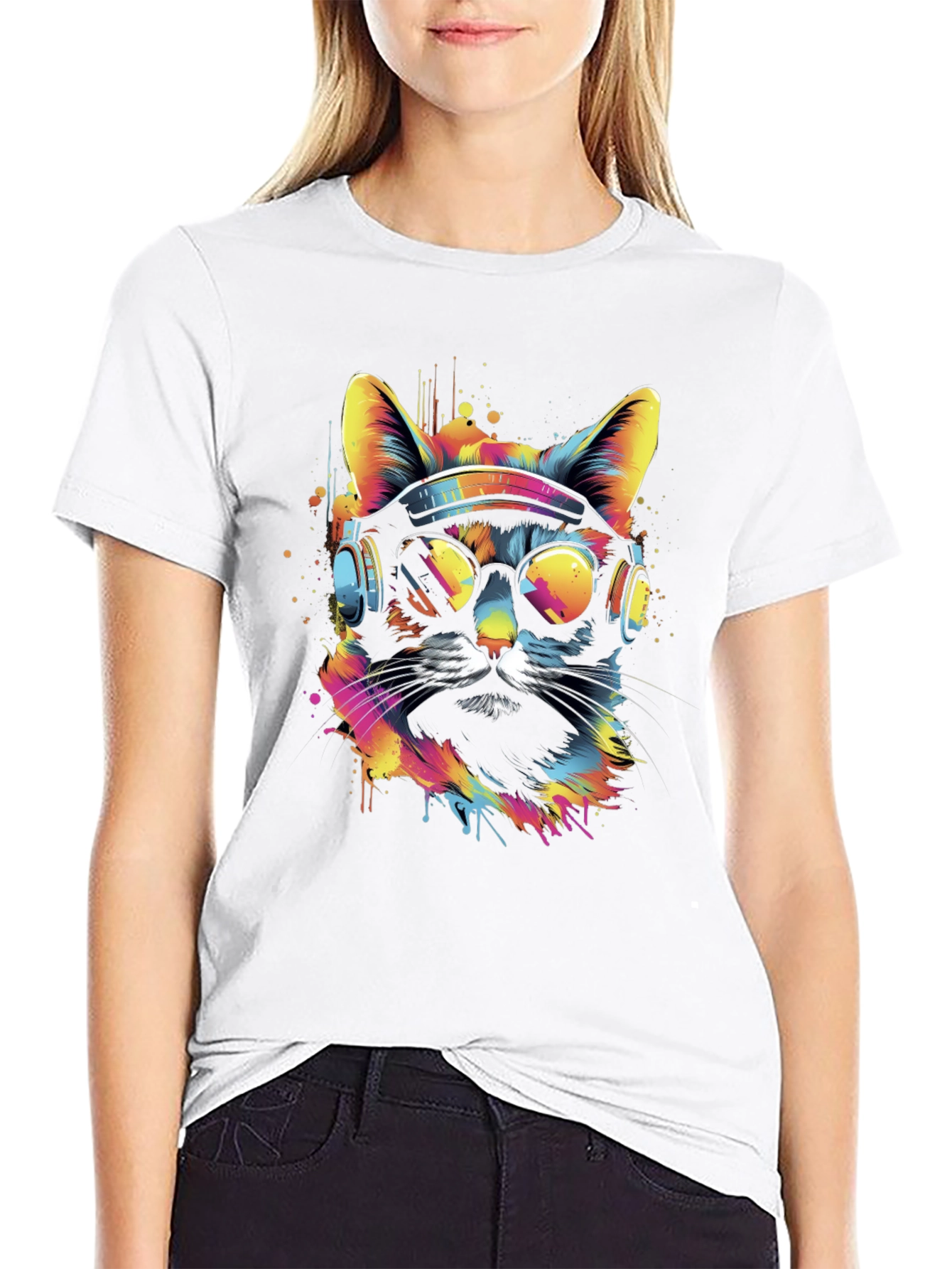 Cool Cat Graphic T-Shirt - Black Tee