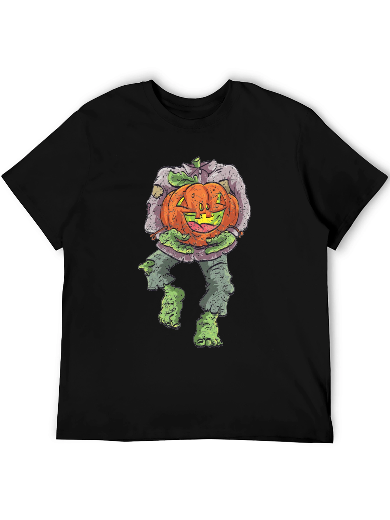 Zombie Pumpkin Head Halloween Graphic T-Shirt